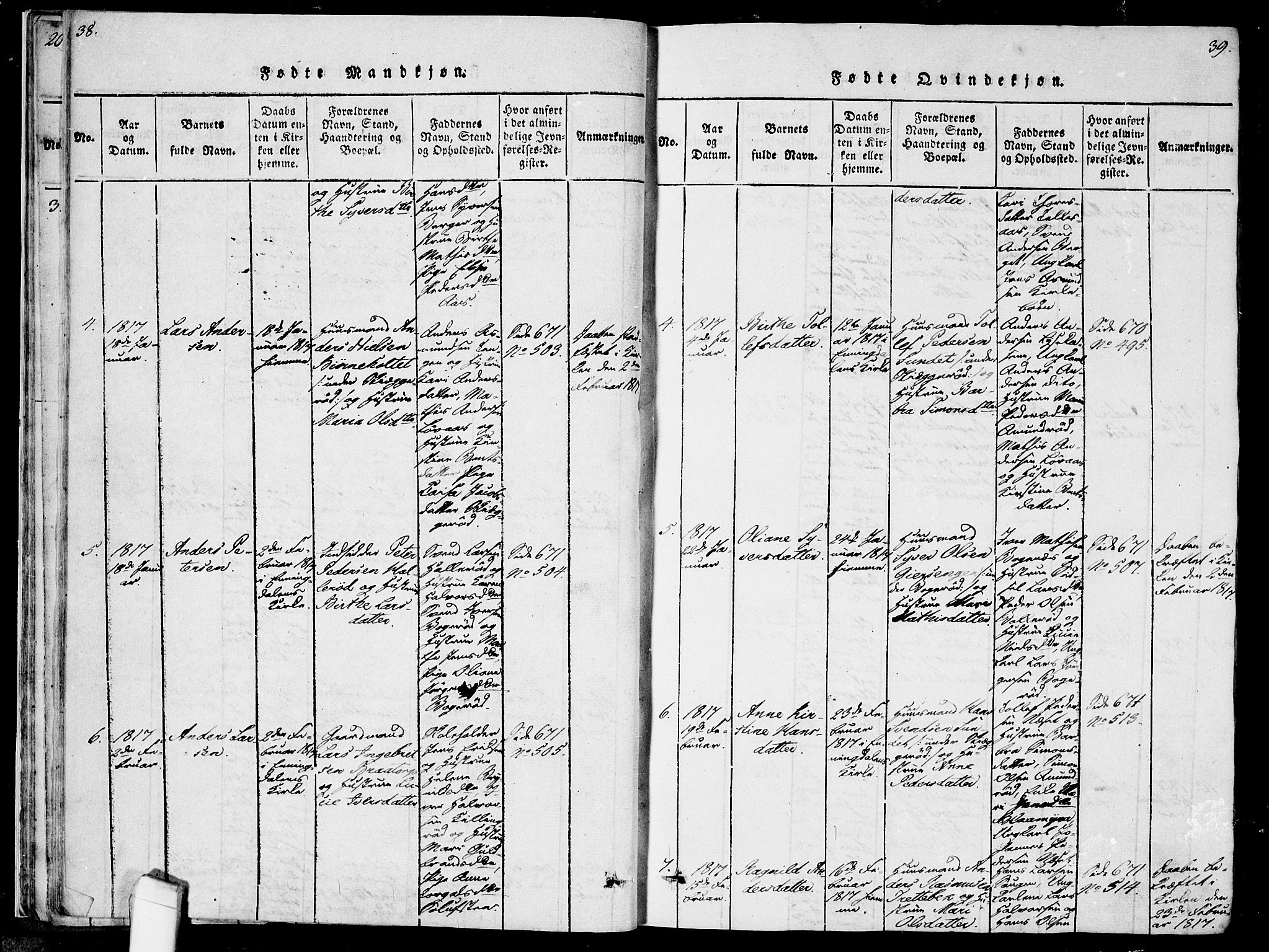 Idd prestekontor Kirkebøker, AV/SAO-A-10911/F/Fc/L0002: Parish register (official) no. III 2, 1815-1831, p. 38-39