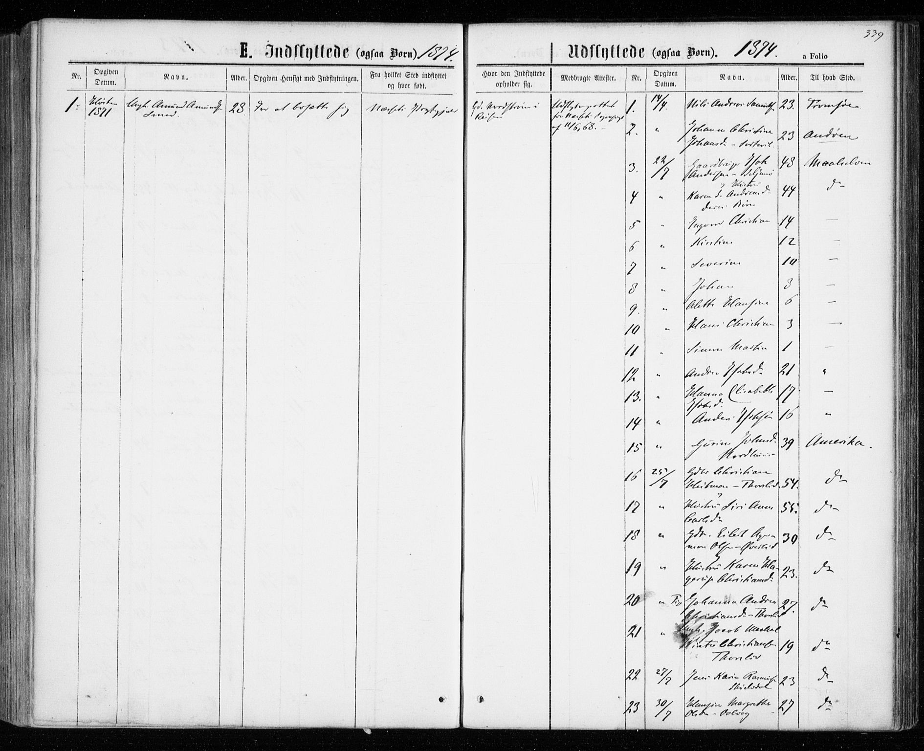 Tranøy sokneprestkontor, SATØ/S-1313/I/Ia/Iaa/L0008kirke: Parish register (official) no. 8, 1867-1877, p. 339