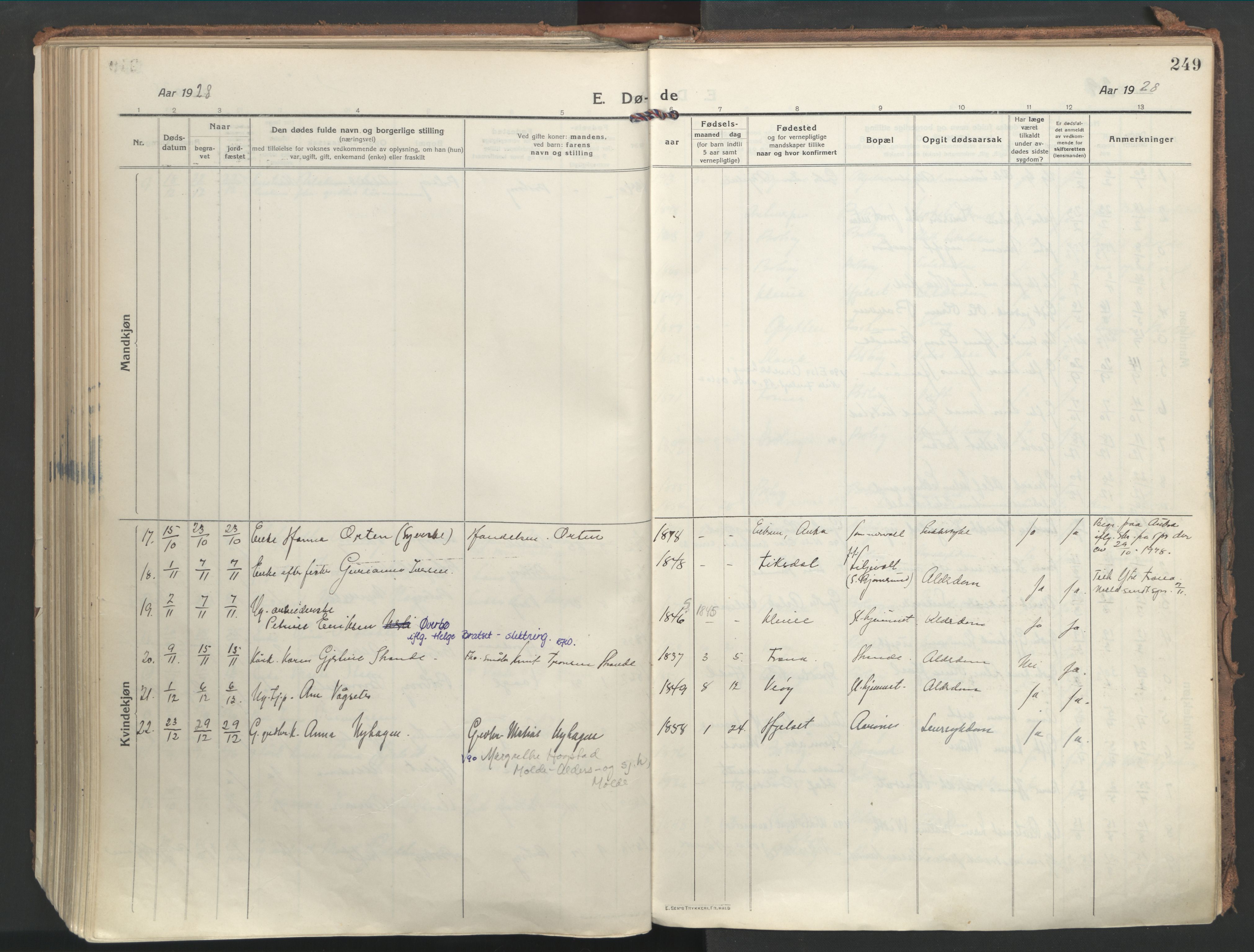 Ministerialprotokoller, klokkerbøker og fødselsregistre - Møre og Romsdal, AV/SAT-A-1454/555/L0659: Parish register (official) no. 555A10, 1917-1971, p. 249