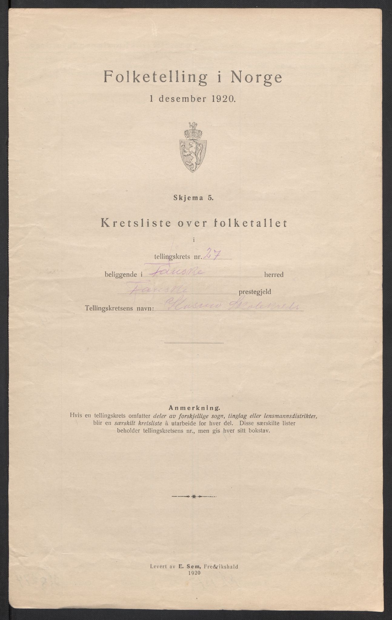 SAT, 1920 census for Fauske, 1920, p. 84