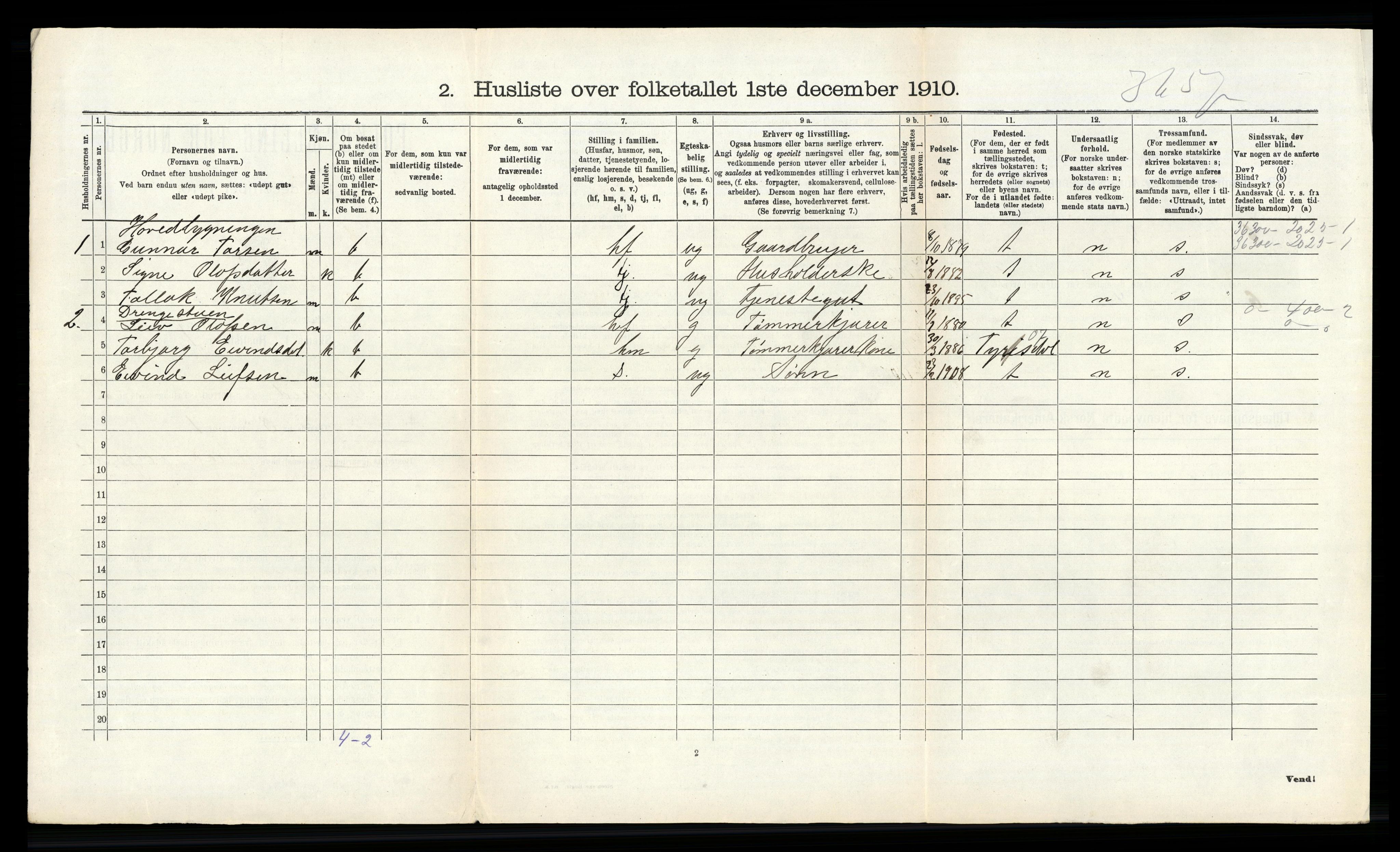 RA, 1910 census for Kviteseid, 1910, p. 195