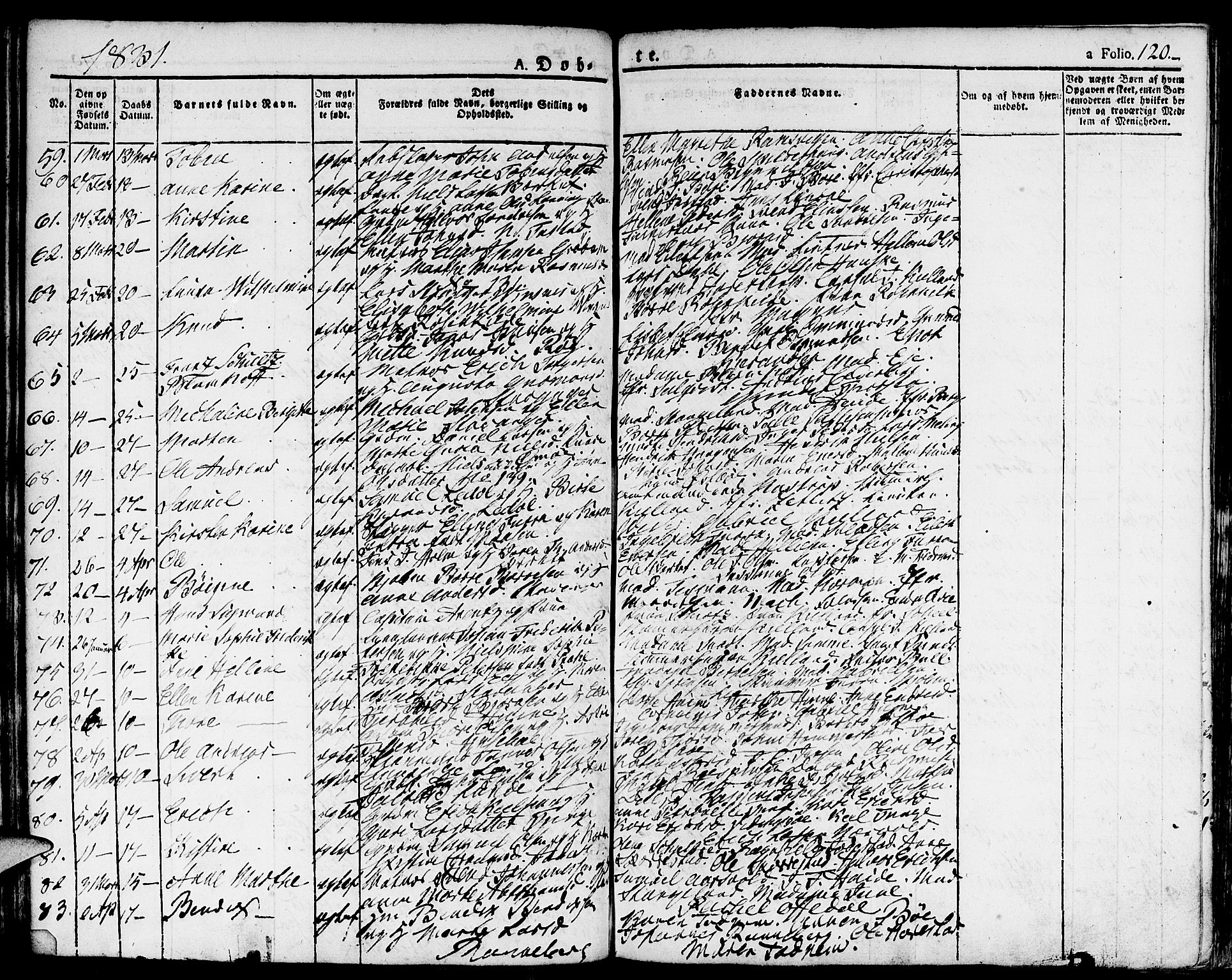 Domkirken sokneprestkontor, SAST/A-101812/001/30/30BA/L0009: Parish register (official) no. A 9, 1821-1832, p. 120