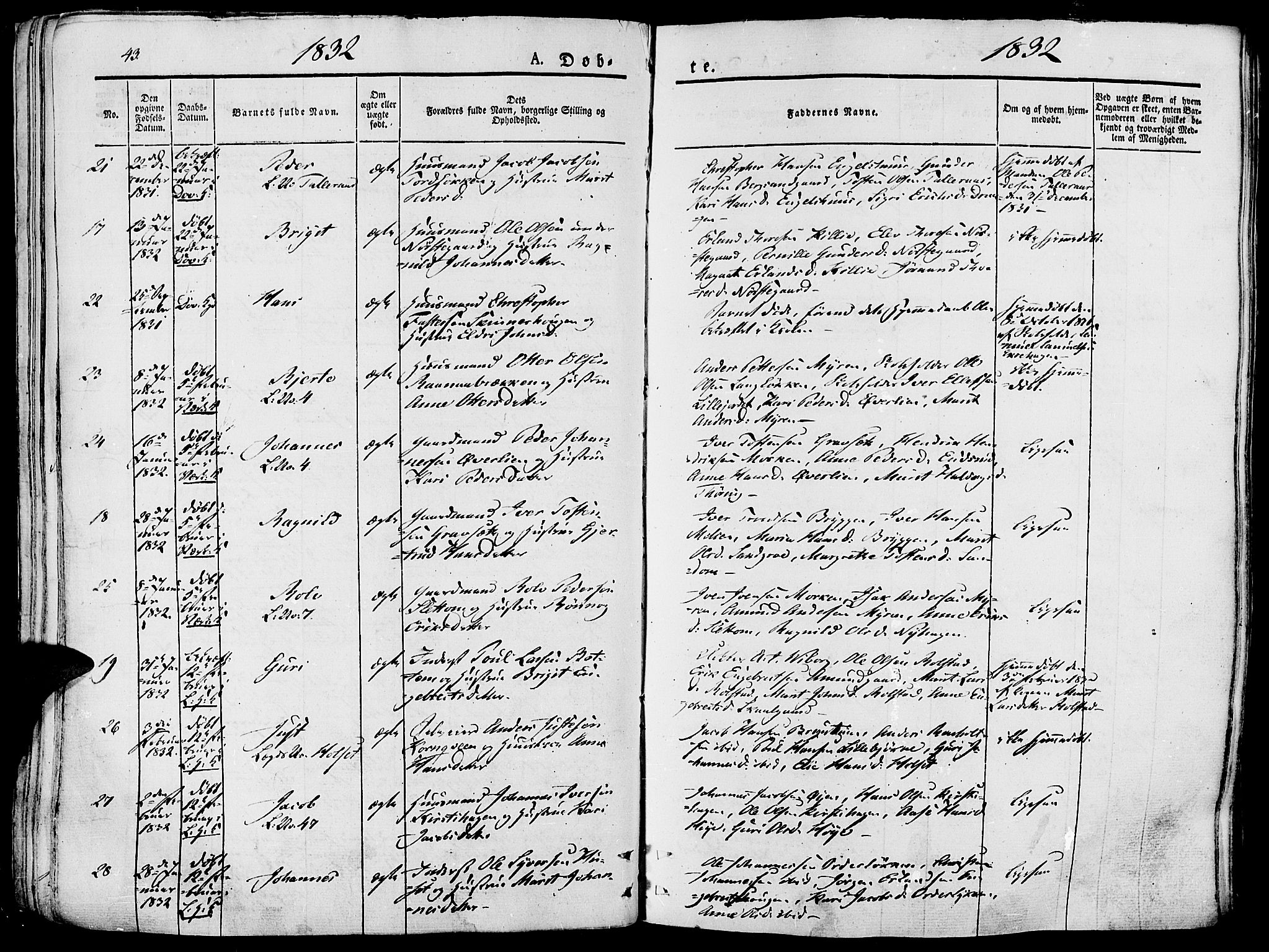 Lesja prestekontor, AV/SAH-PREST-068/H/Ha/Haa/L0005: Parish register (official) no. 5, 1830-1842, p. 43