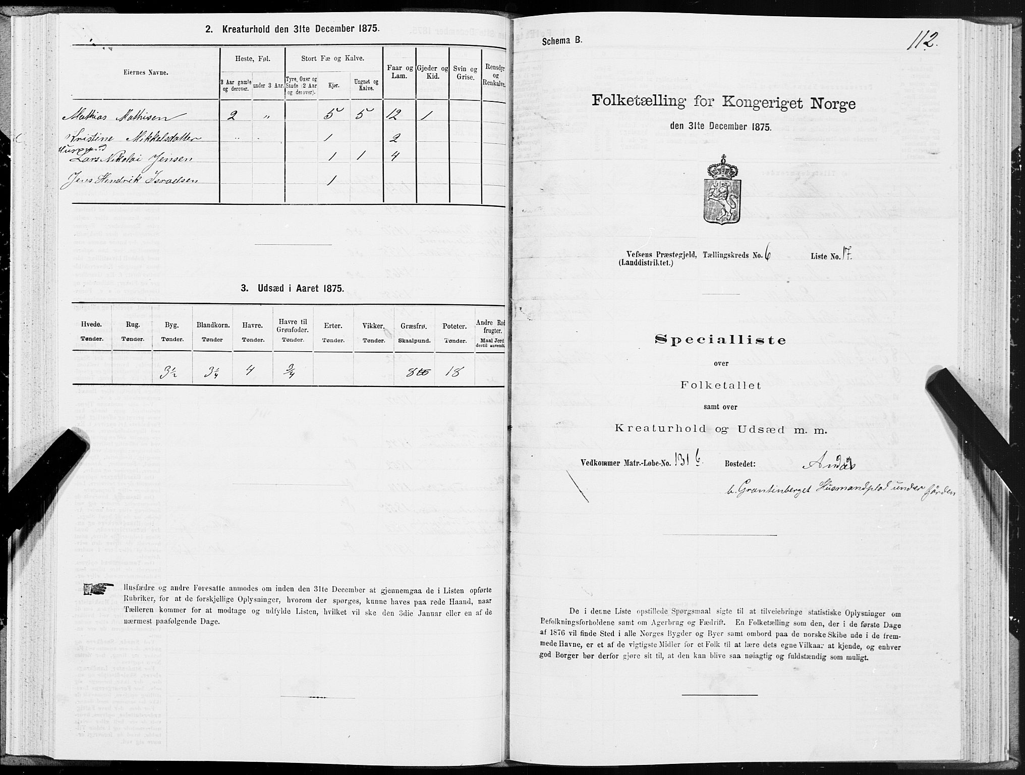 SAT, 1875 census for 1824L Vefsn/Vefsn, 1875, p. 2112