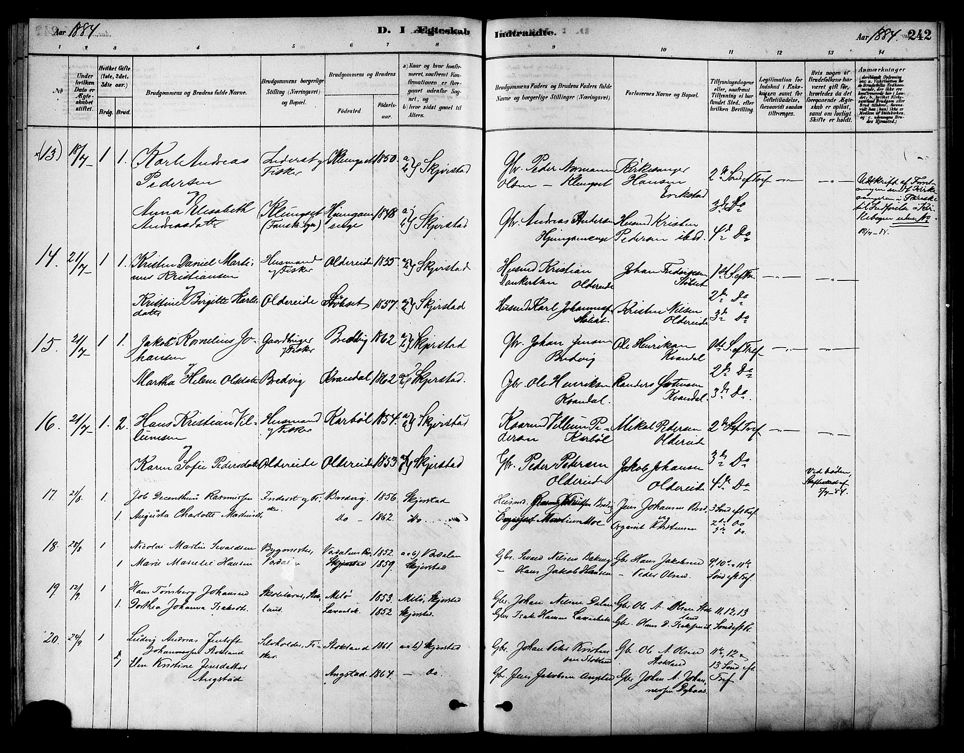 Ministerialprotokoller, klokkerbøker og fødselsregistre - Nordland, SAT/A-1459/852/L0740: Parish register (official) no. 852A10, 1878-1894, p. 242