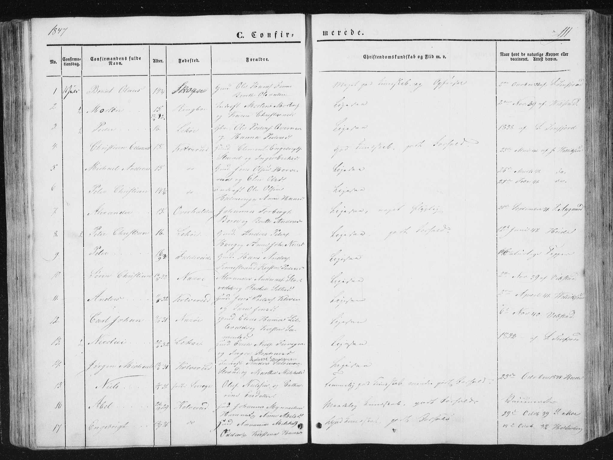 Ministerialprotokoller, klokkerbøker og fødselsregistre - Nord-Trøndelag, SAT/A-1458/780/L0640: Parish register (official) no. 780A05, 1845-1856, p. 111