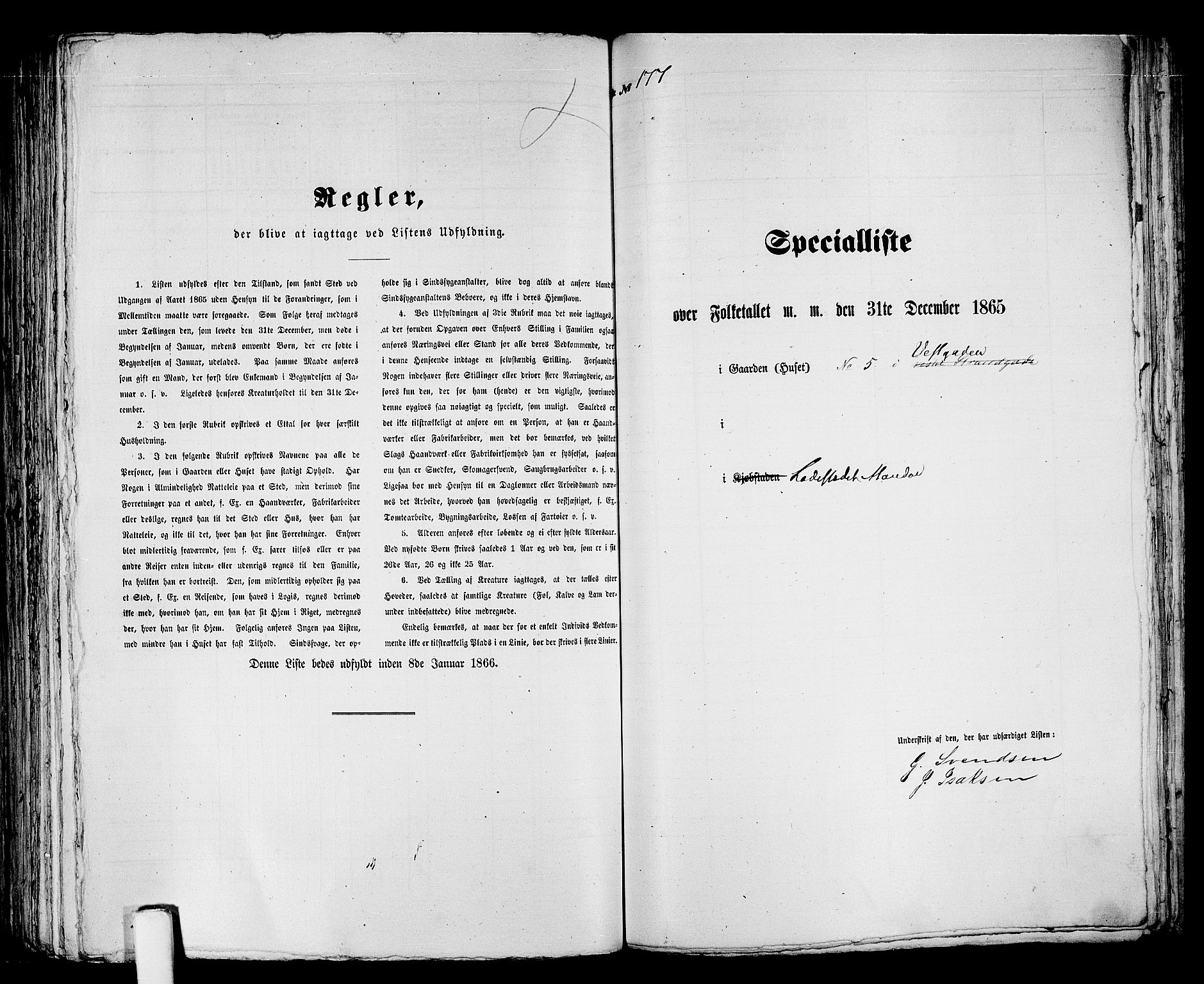 RA, 1865 census for Mandal/Mandal, 1865, p. 356