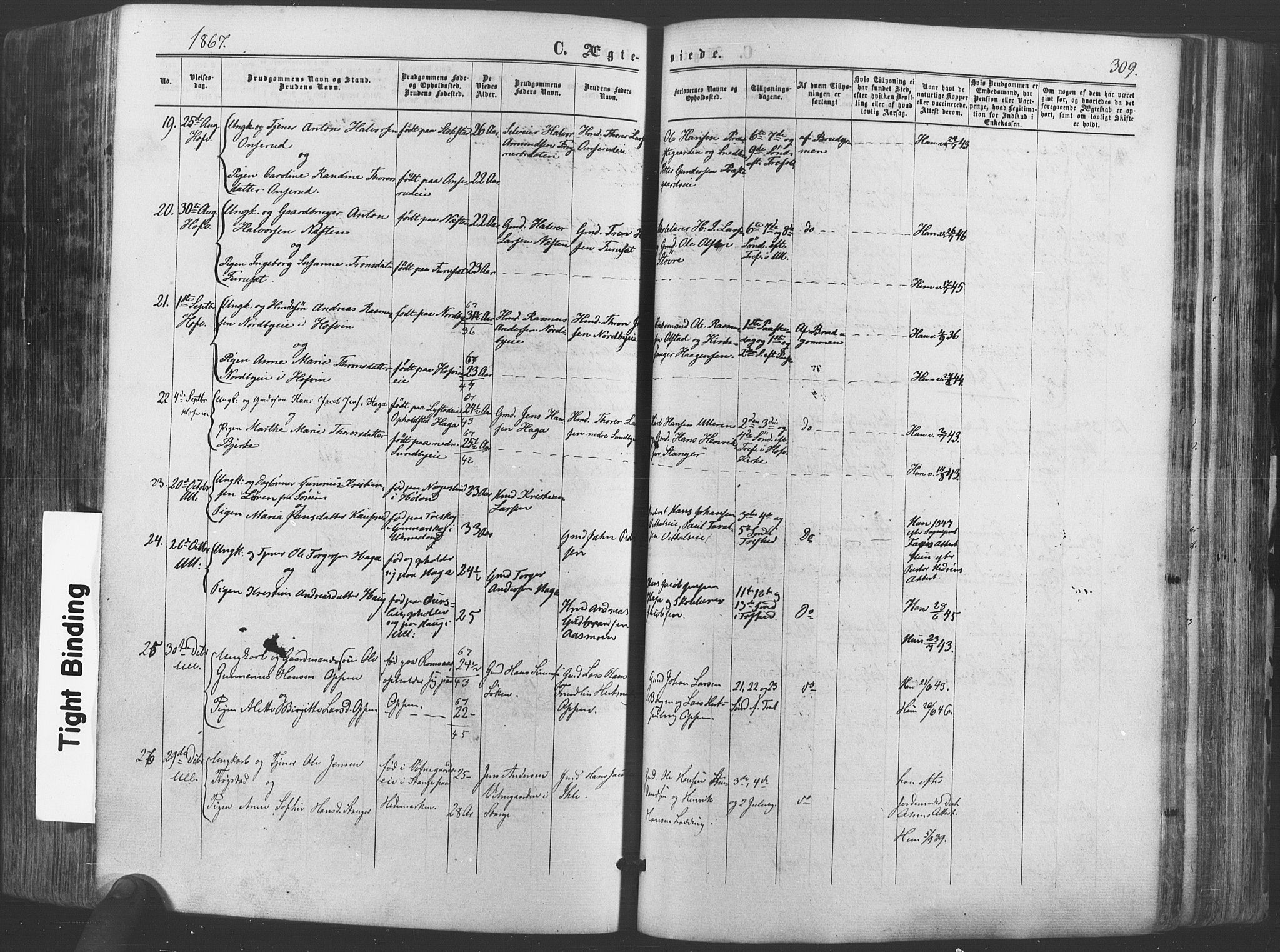 Ullensaker prestekontor Kirkebøker, AV/SAO-A-10236a/F/Fa/L0016: Parish register (official) no. I 16, 1863-1875, p. 309