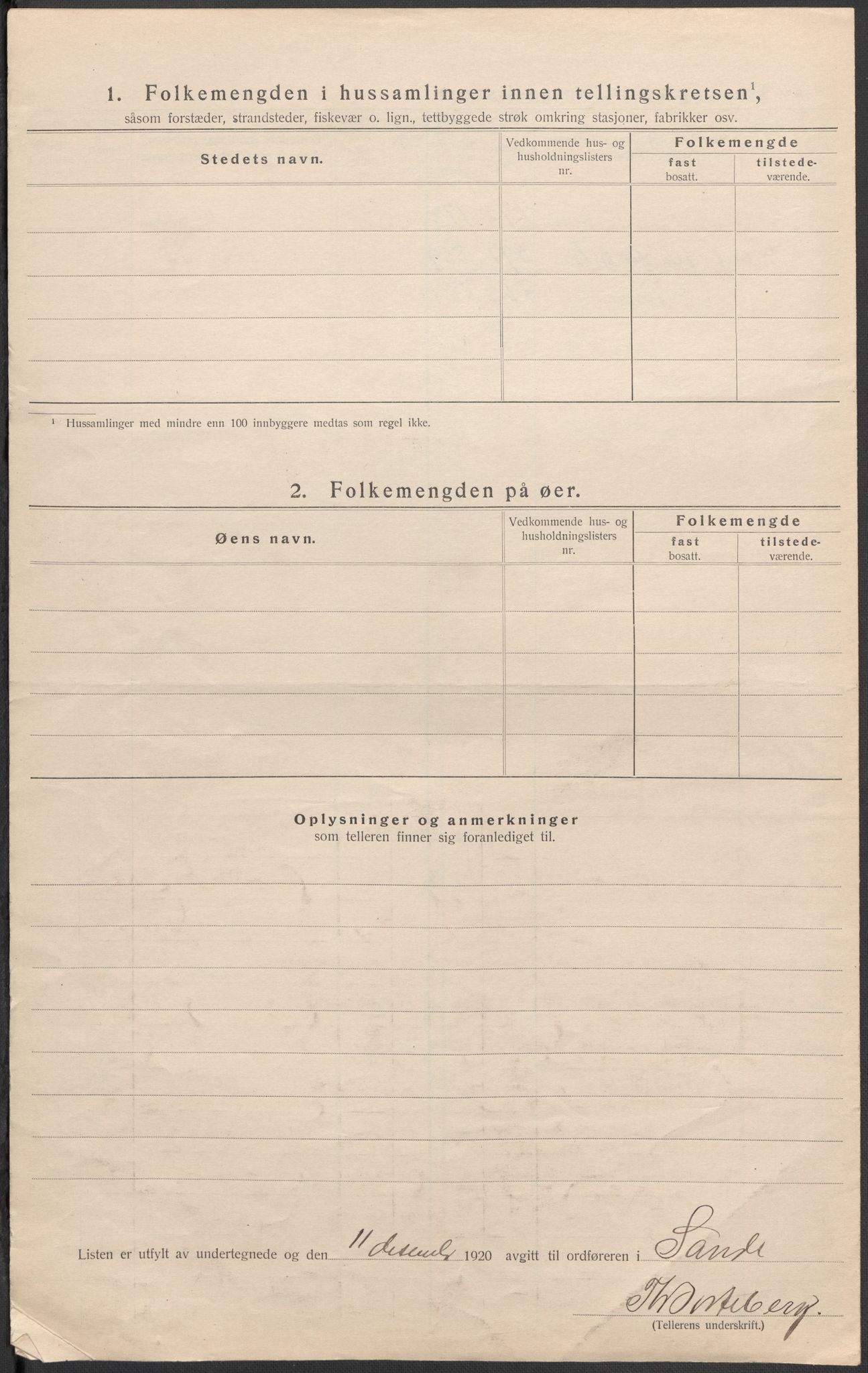 SAKO, 1920 census for Sande, 1920, p. 19