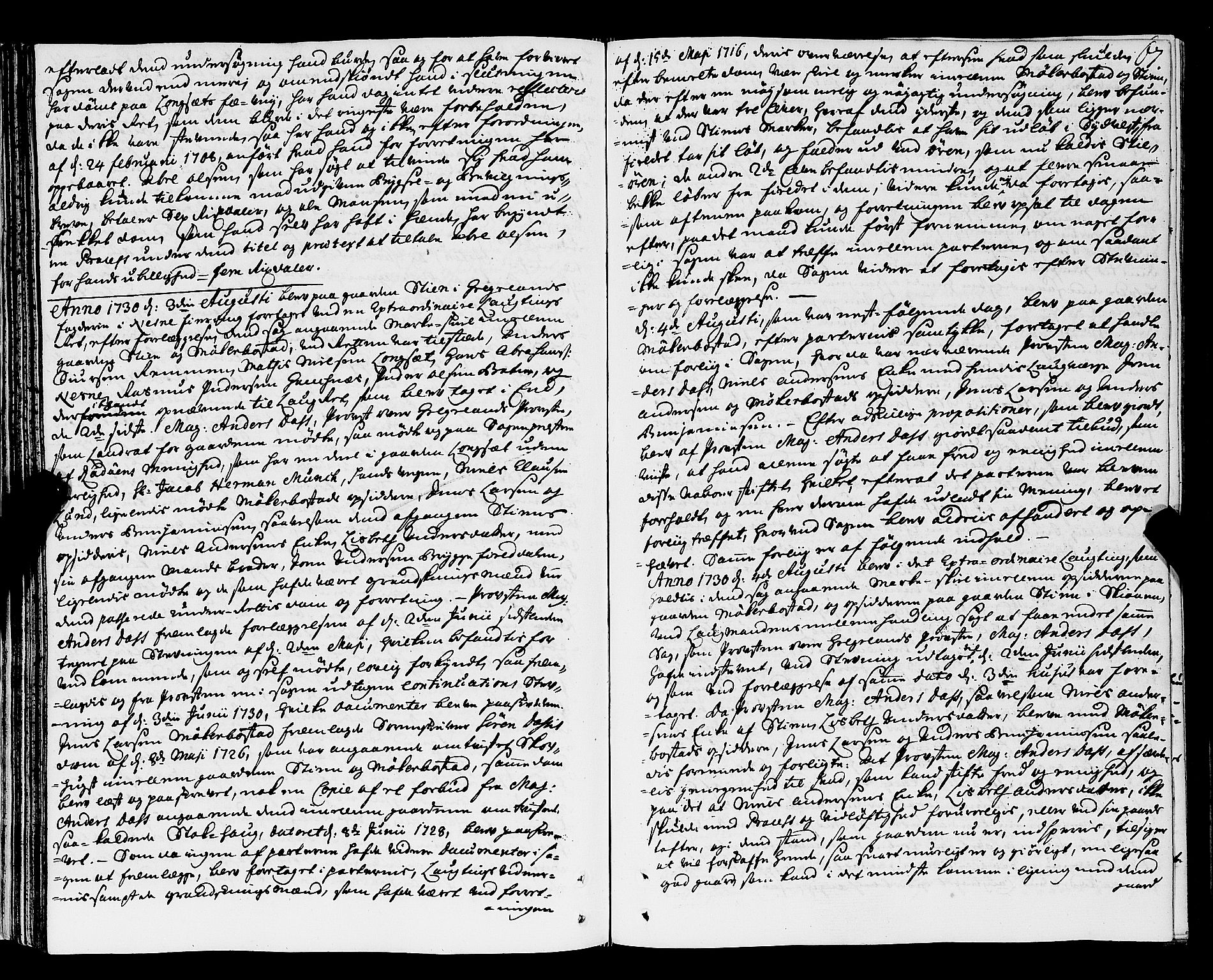 Nordland og Finnmarks lagstol, AV/SAT-A-5608/X/L0006: Justisprotokoll, 1730-1740, p. 66b-67a
