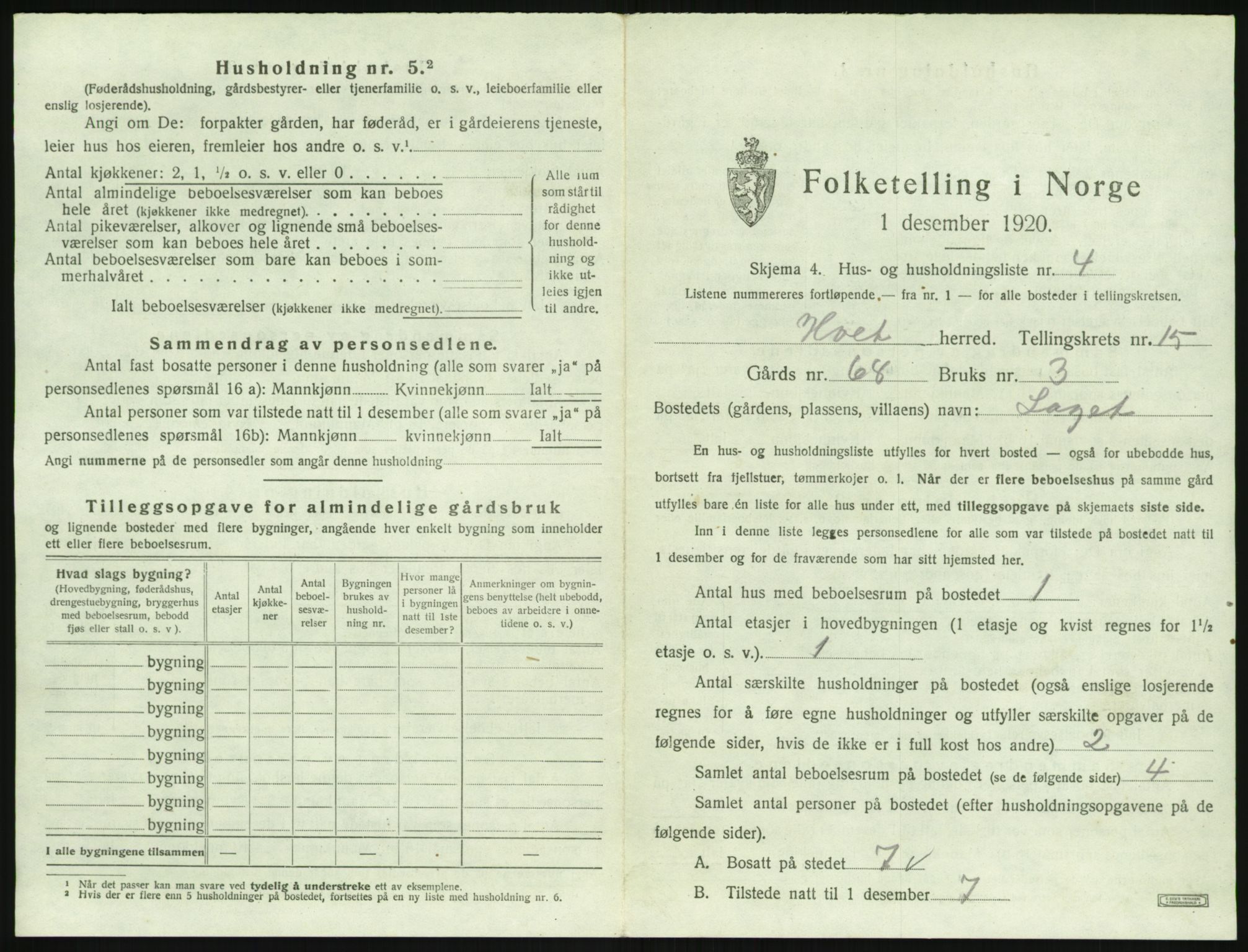 SAK, 1920 census for Holt, 1920, p. 1480