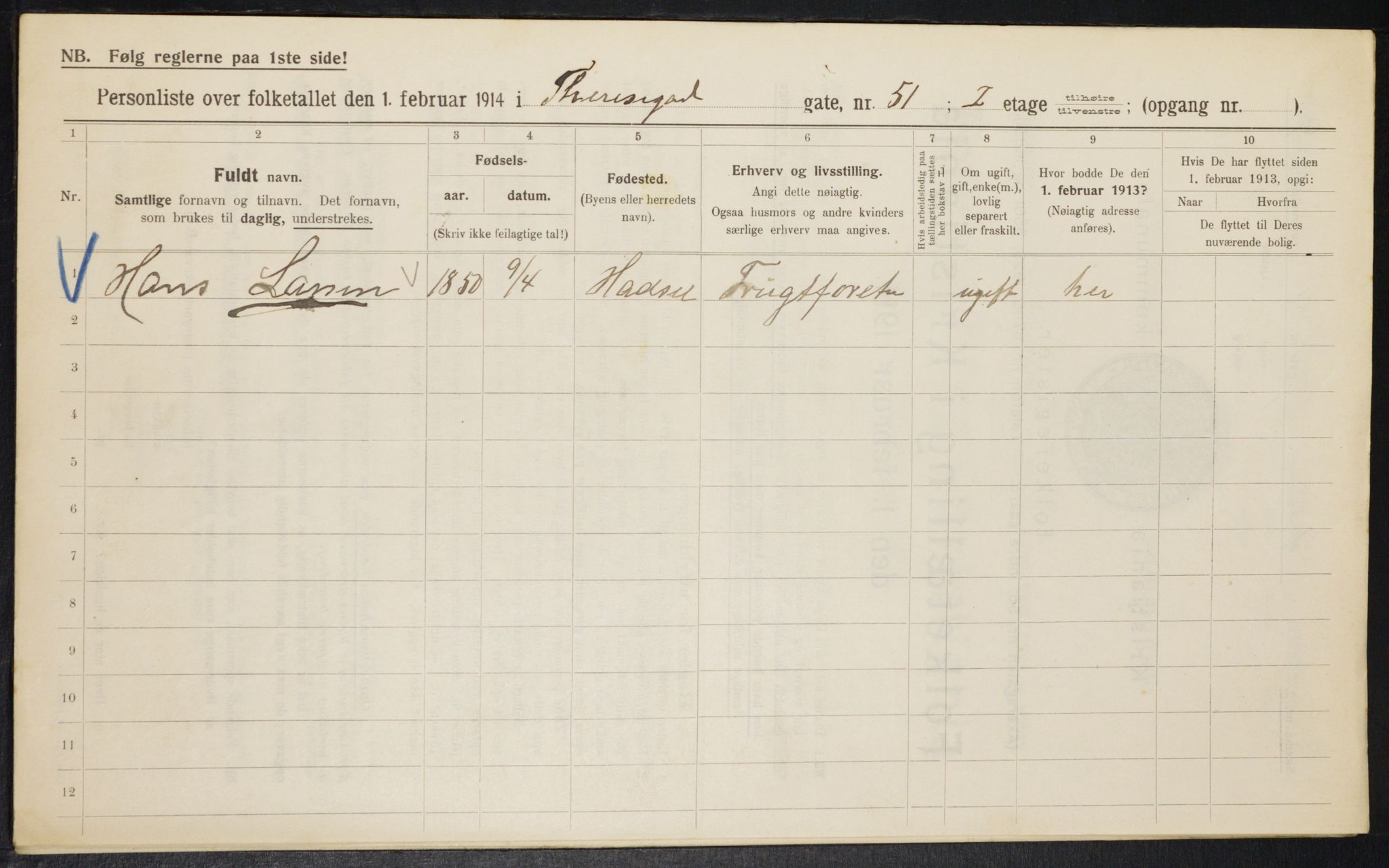 OBA, Municipal Census 1914 for Kristiania, 1914, p. 109673