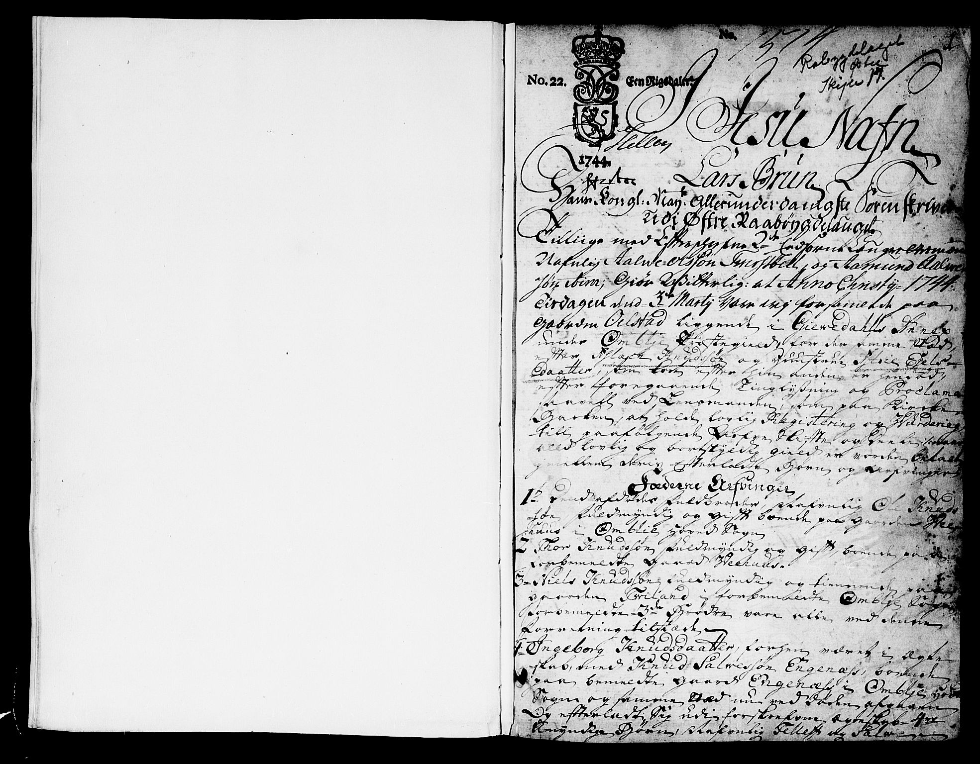 Østre Råbyggelag sorenskriveri, SAK/1221-0016/H/Hc/L0011: Skifteprotokoll nr 11 med register, 1744-1748, p. 0b-1a