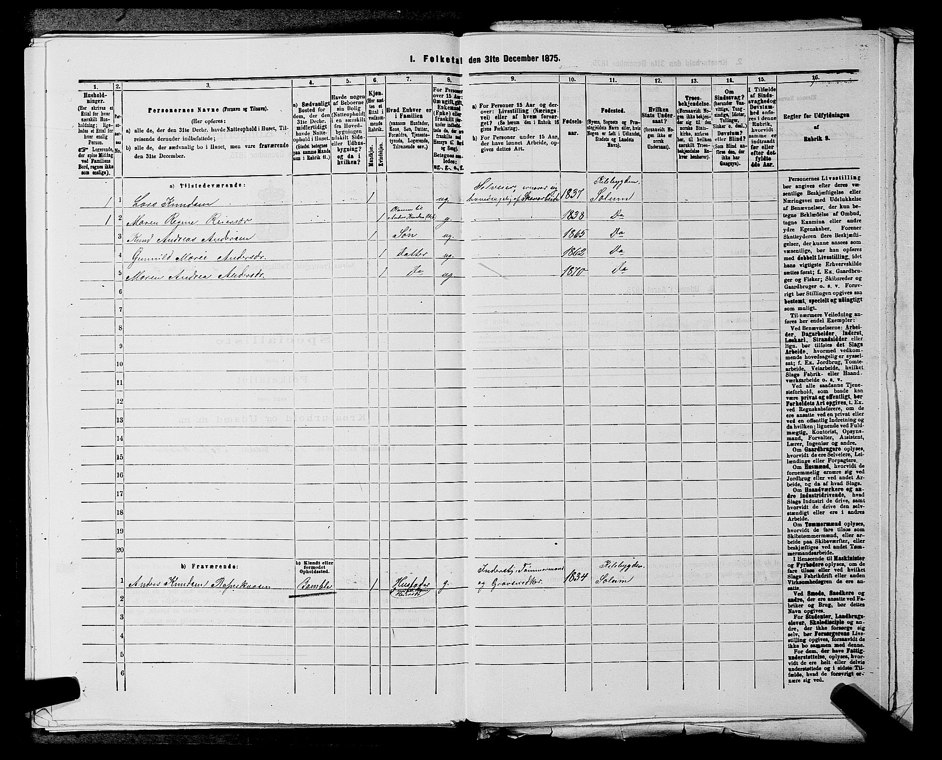 SAKO, 1875 census for 0818P Solum, 1875, p. 1954