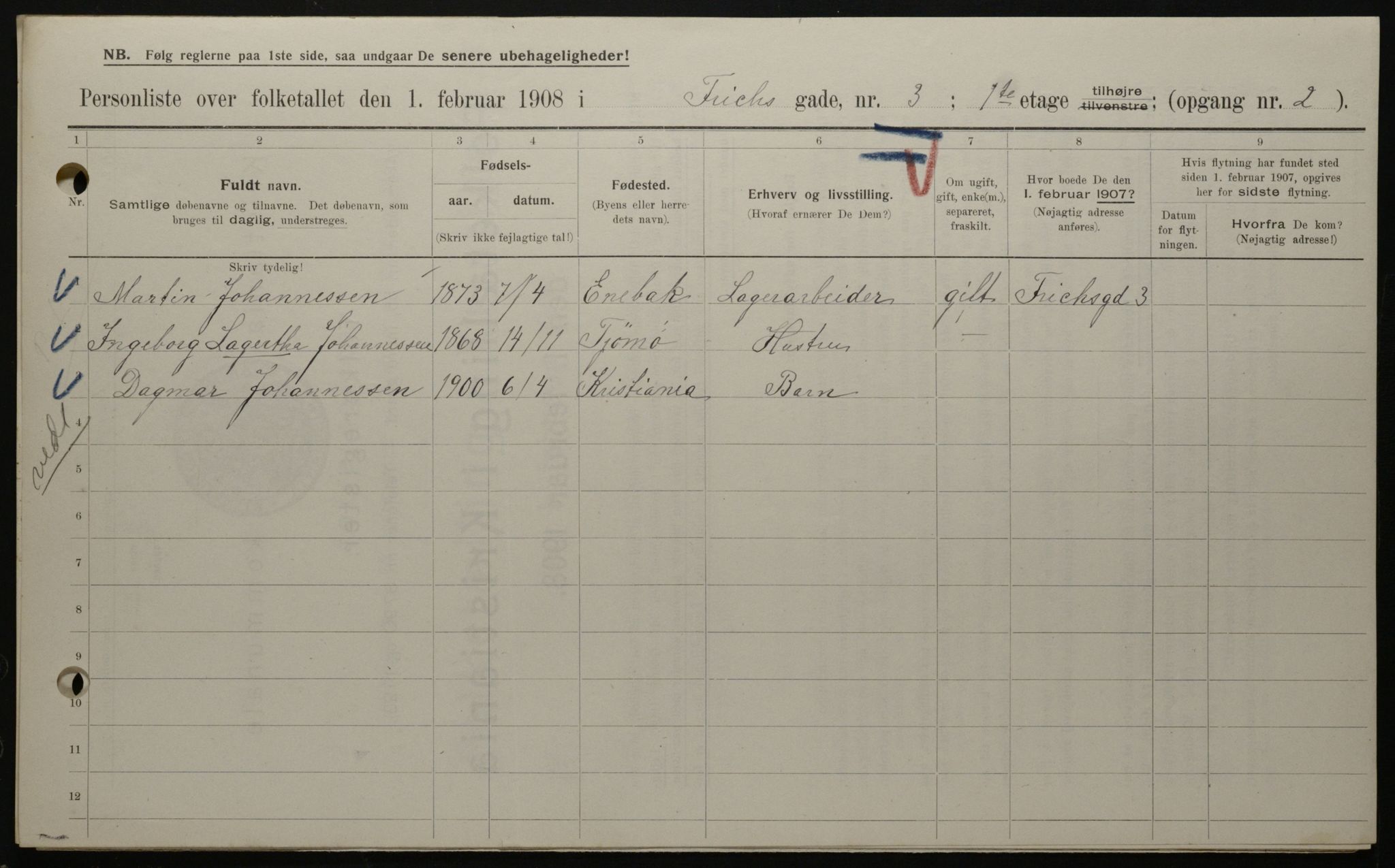 OBA, Municipal Census 1908 for Kristiania, 1908, p. 24201