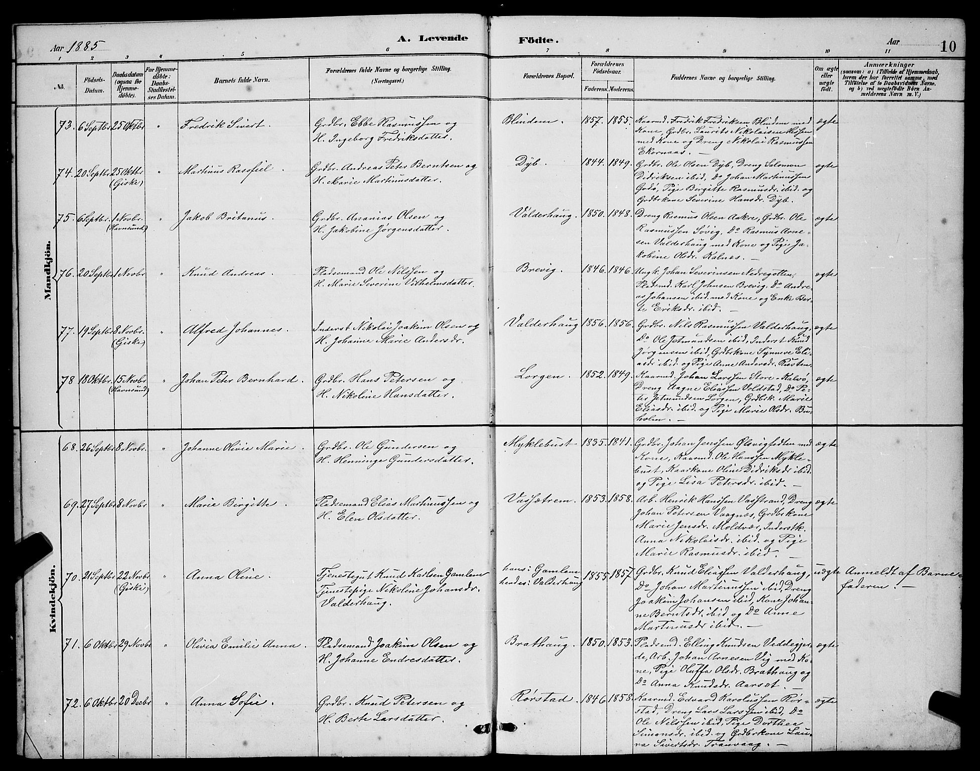 Ministerialprotokoller, klokkerbøker og fødselsregistre - Møre og Romsdal, AV/SAT-A-1454/528/L0431: Parish register (copy) no. 528C12, 1885-1898, p. 10