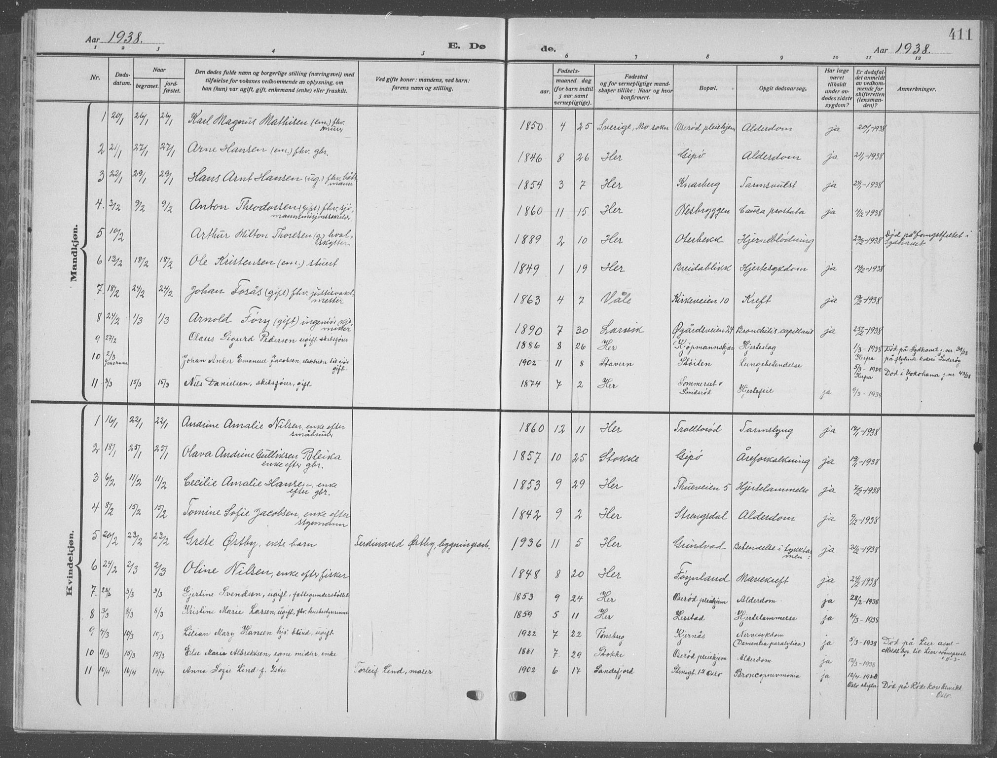 Nøtterøy kirkebøker, AV/SAKO-A-354/G/Ga/L0006: Parish register (copy) no. I 6, 1925-1939, p. 411