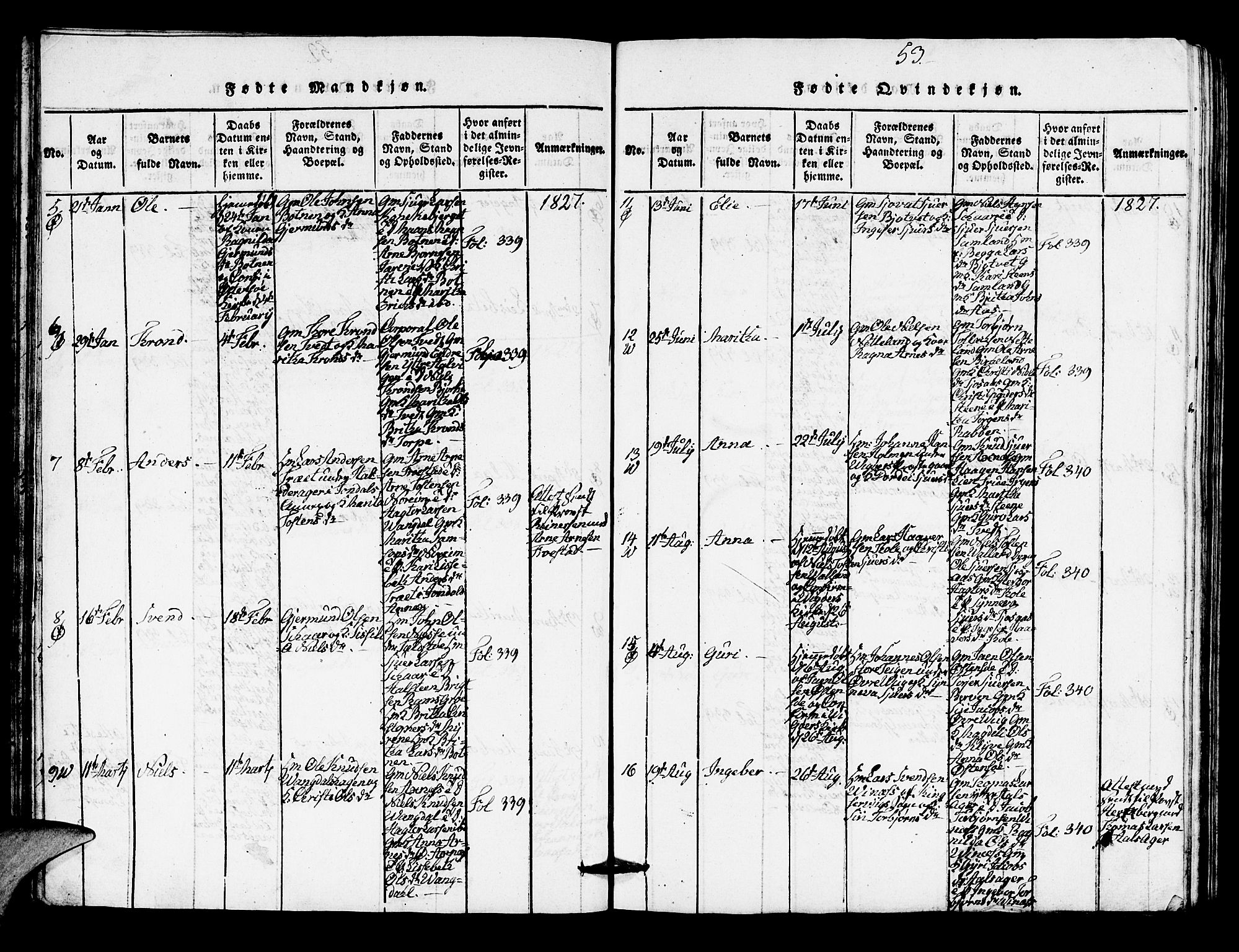 Kvam sokneprestembete, AV/SAB-A-76201/H/Hab: Parish register (copy) no. A 1, 1818-1832, p. 53