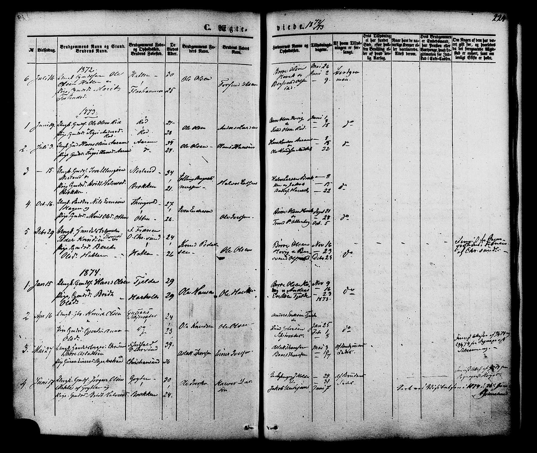 Ministerialprotokoller, klokkerbøker og fødselsregistre - Møre og Romsdal, AV/SAT-A-1454/551/L0625: Parish register (official) no. 551A05, 1846-1879, p. 224