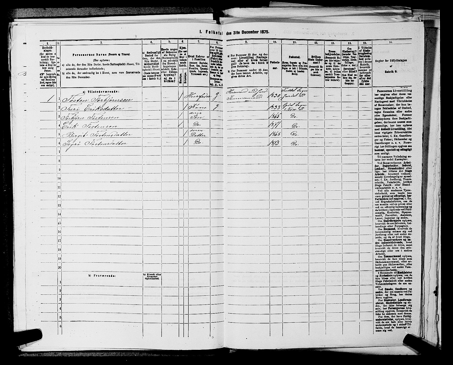 SAKO, 1875 census for 0633P Nore, 1875, p. 308