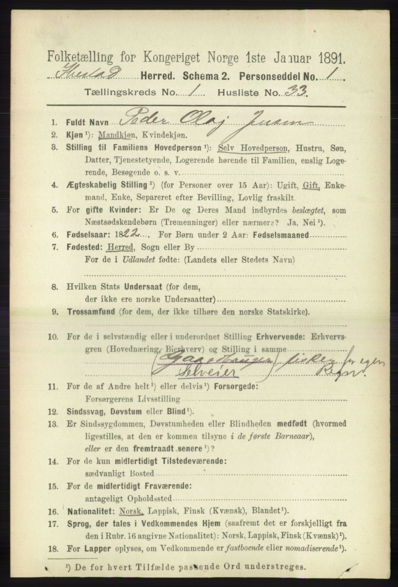 RA, 1891 census for 1917 Ibestad, 1891, p. 361