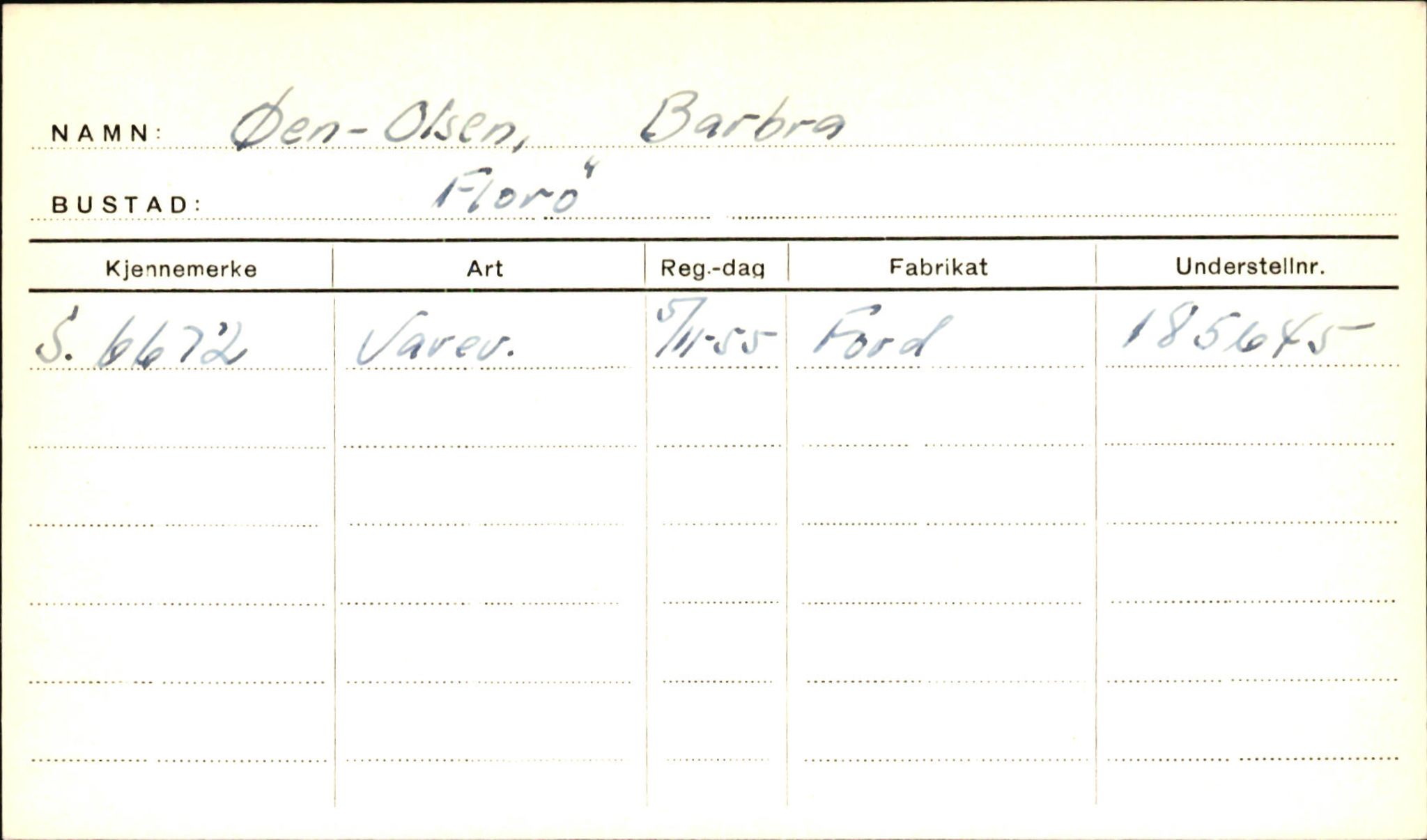 Statens vegvesen, Sogn og Fjordane vegkontor, AV/SAB-A-5301/4/F/L0002: Eigarregister Fjordane til 1.6.1961, 1930-1961, p. 672