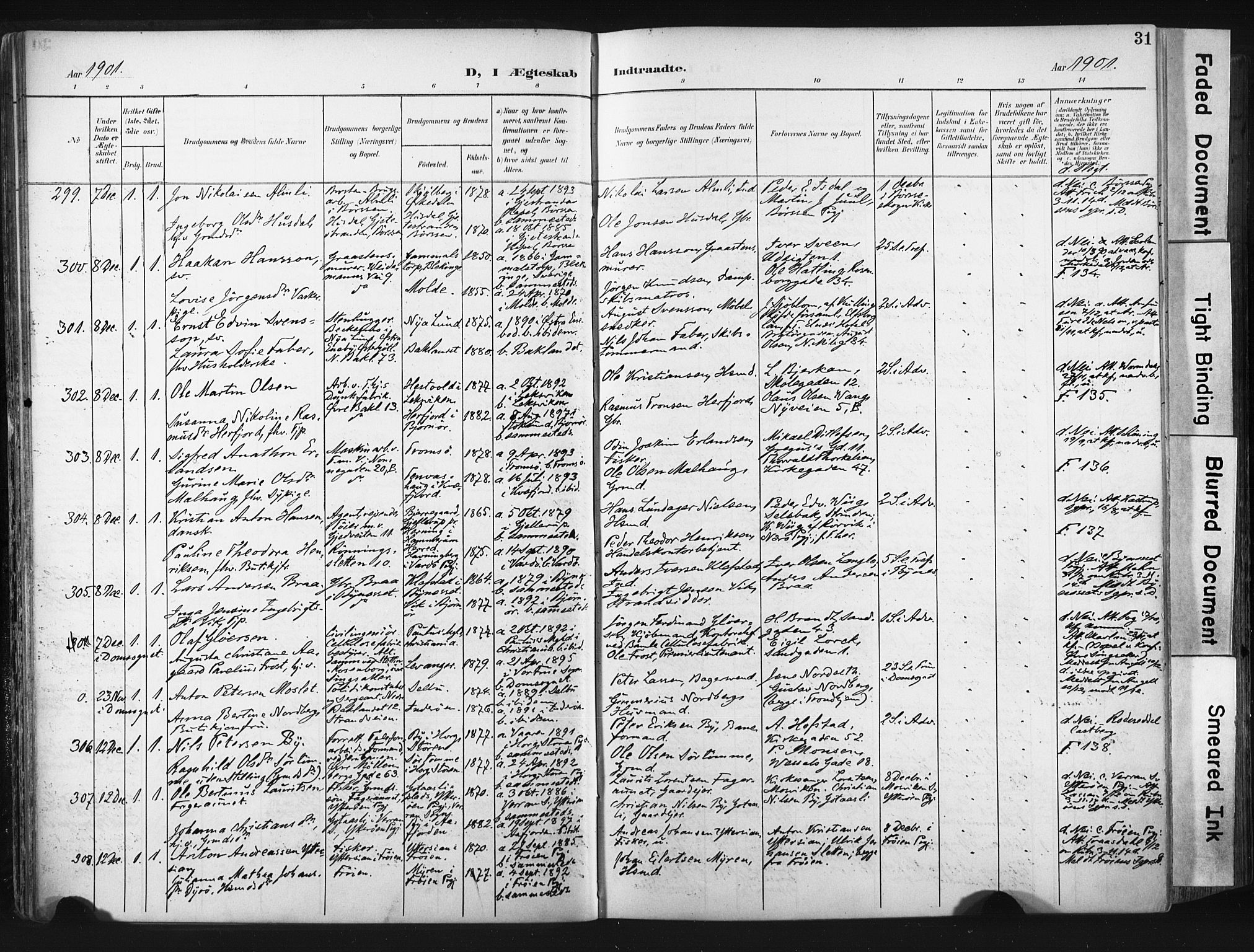 Ministerialprotokoller, klokkerbøker og fødselsregistre - Sør-Trøndelag, AV/SAT-A-1456/604/L0201: Parish register (official) no. 604A21, 1901-1911, p. 31