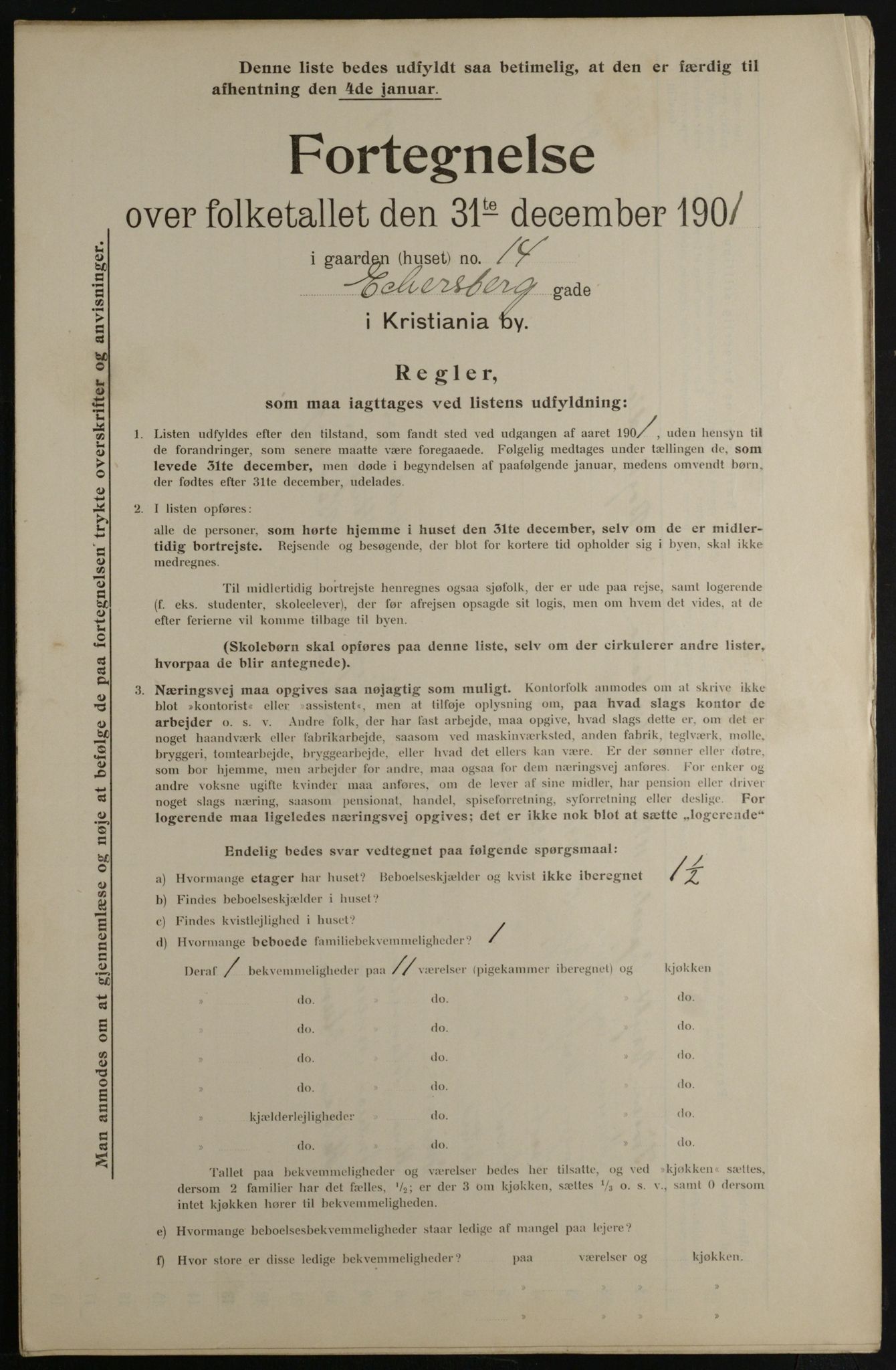 OBA, Municipal Census 1901 for Kristiania, 1901, p. 2966