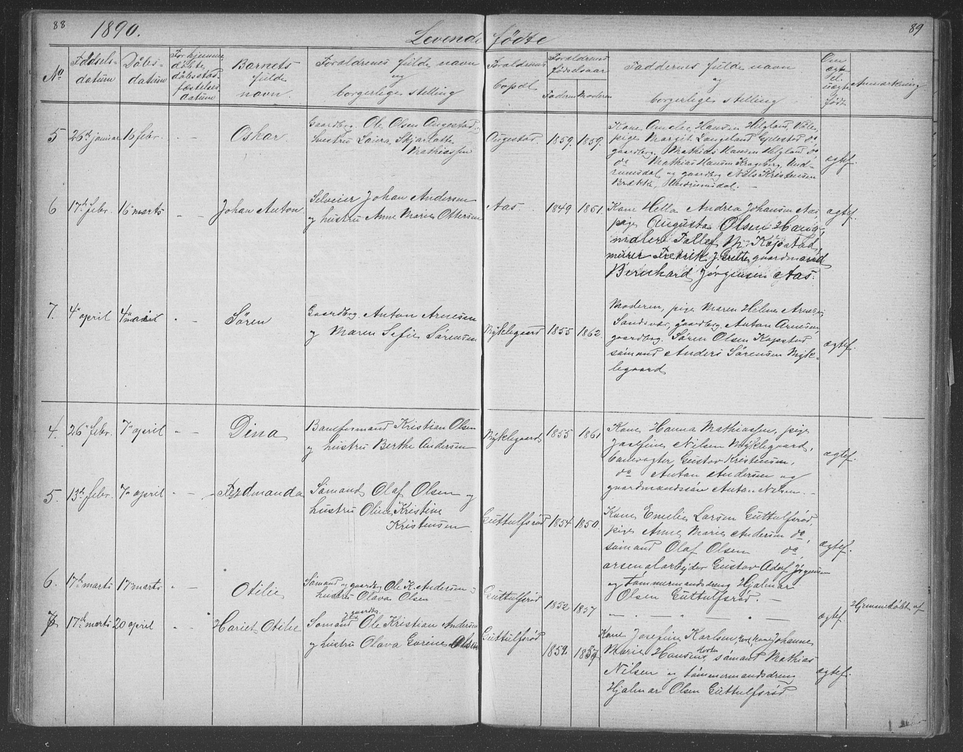 Borre kirkebøker, AV/SAKO-A-338/G/Gb/L0002: Parish register (copy) no. II 2, 1878-1892, p. 88-89