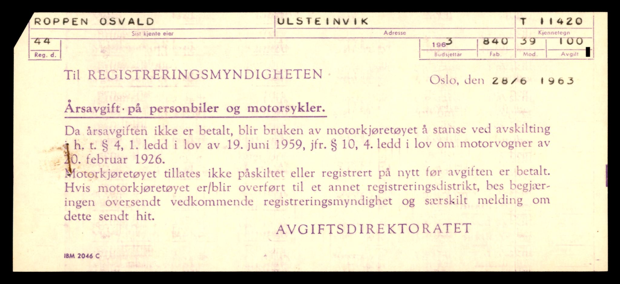 Møre og Romsdal vegkontor - Ålesund trafikkstasjon, SAT/A-4099/F/Fe/L0028: Registreringskort for kjøretøy T 11290 - T 11429, 1927-1998, p. 2949