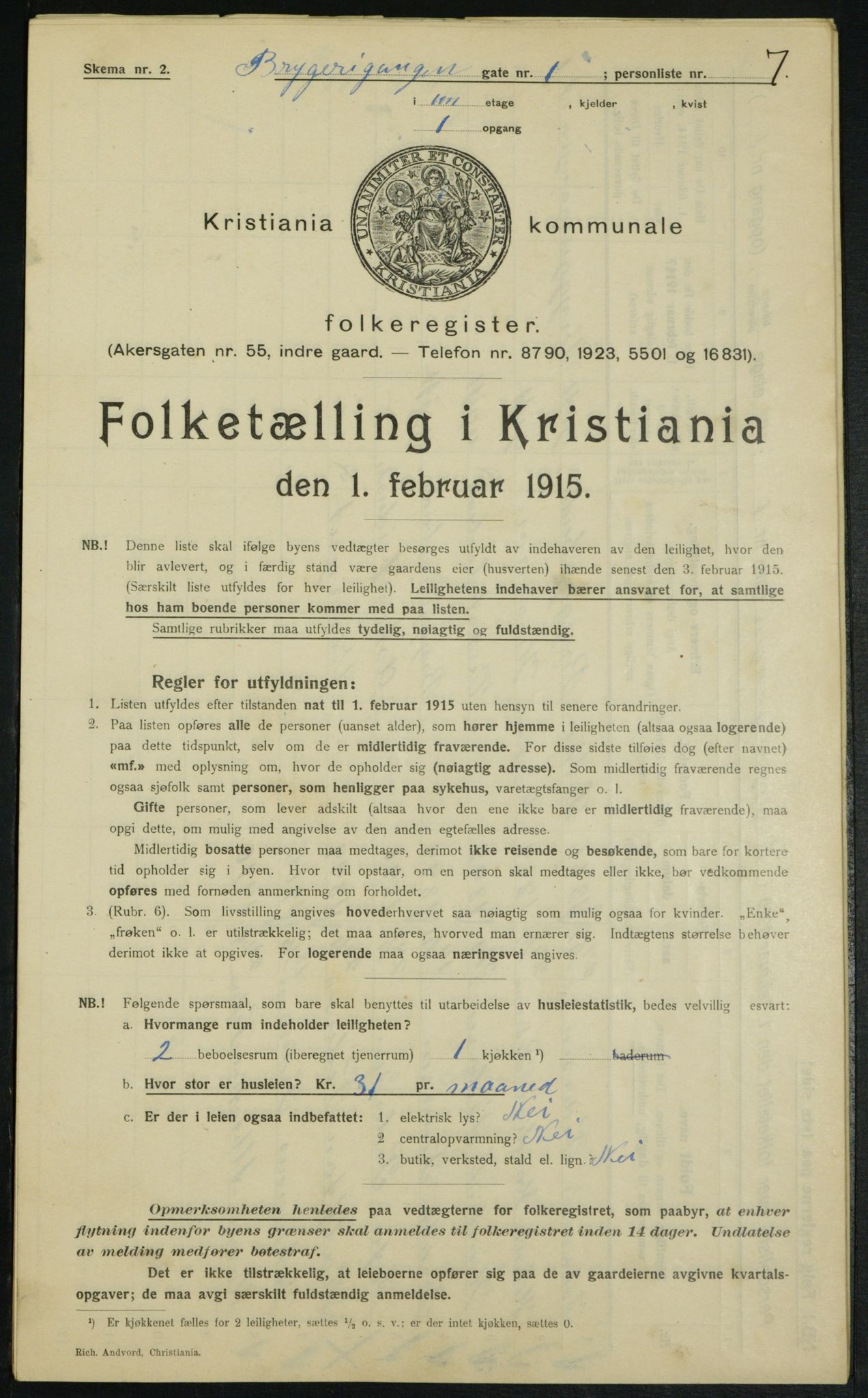 OBA, Municipal Census 1915 for Kristiania, 1915, p. 9921