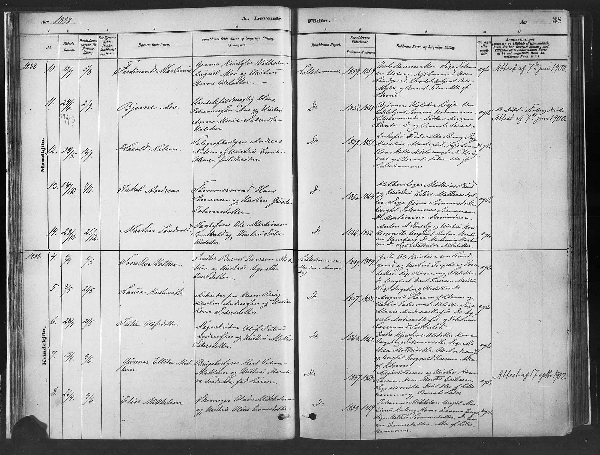 Fåberg prestekontor, SAH/PREST-086/H/Ha/Haa/L0010: Parish register (official) no. 10, 1879-1900, p. 38
