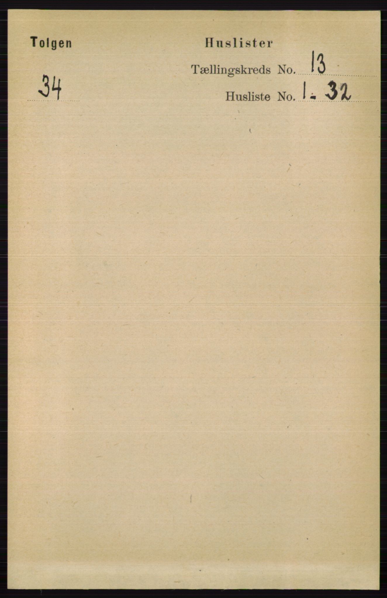RA, 1891 census for 0436 Tolga, 1891, p. 3845