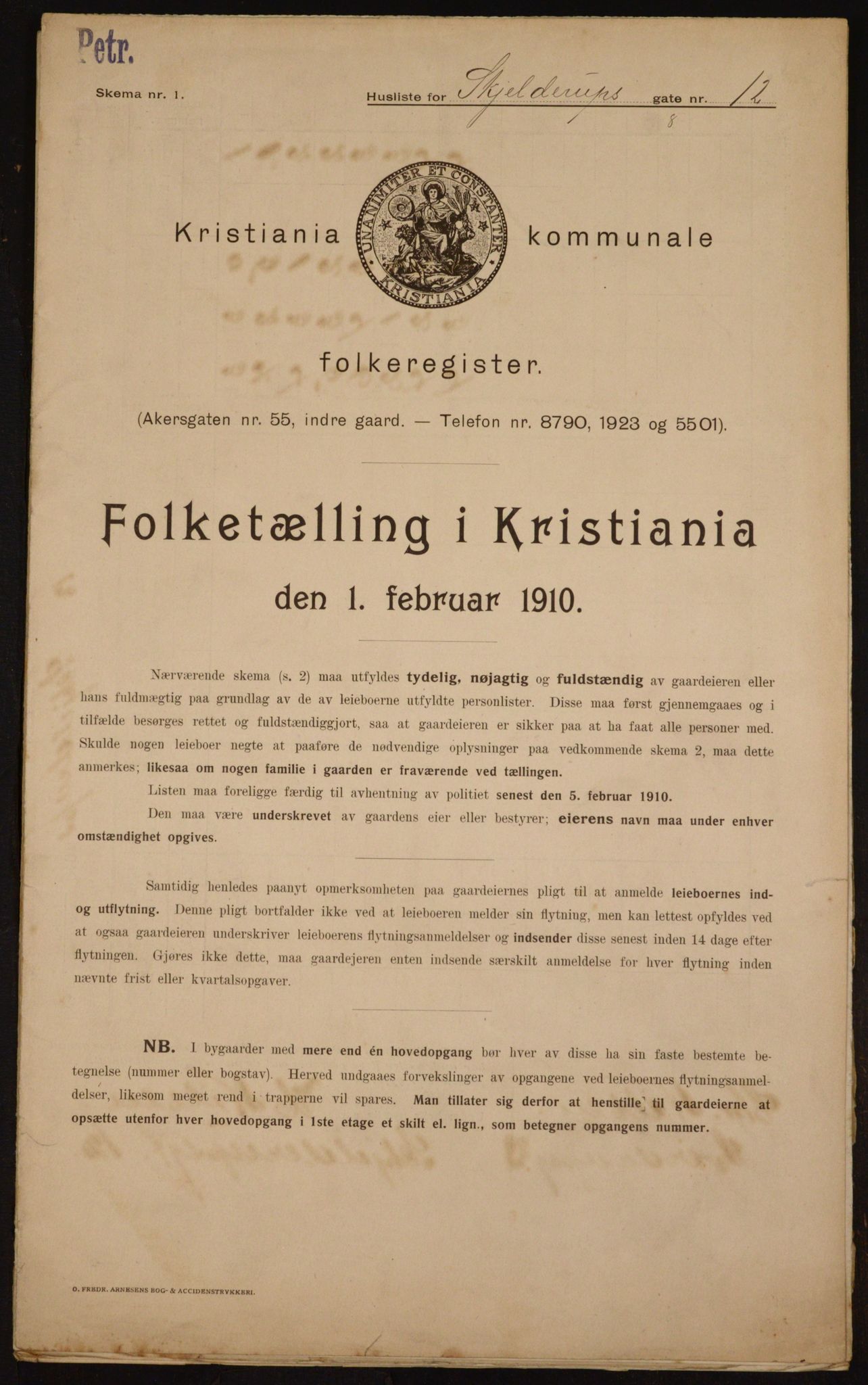 OBA, Municipal Census 1910 for Kristiania, 1910, p. 91369