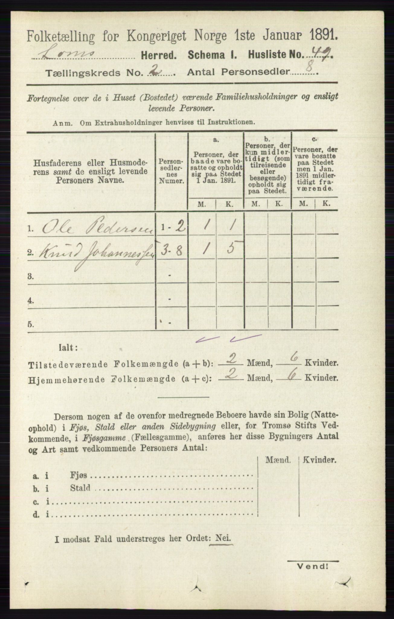 RA, 1891 census for 0514 Lom, 1891, p. 767