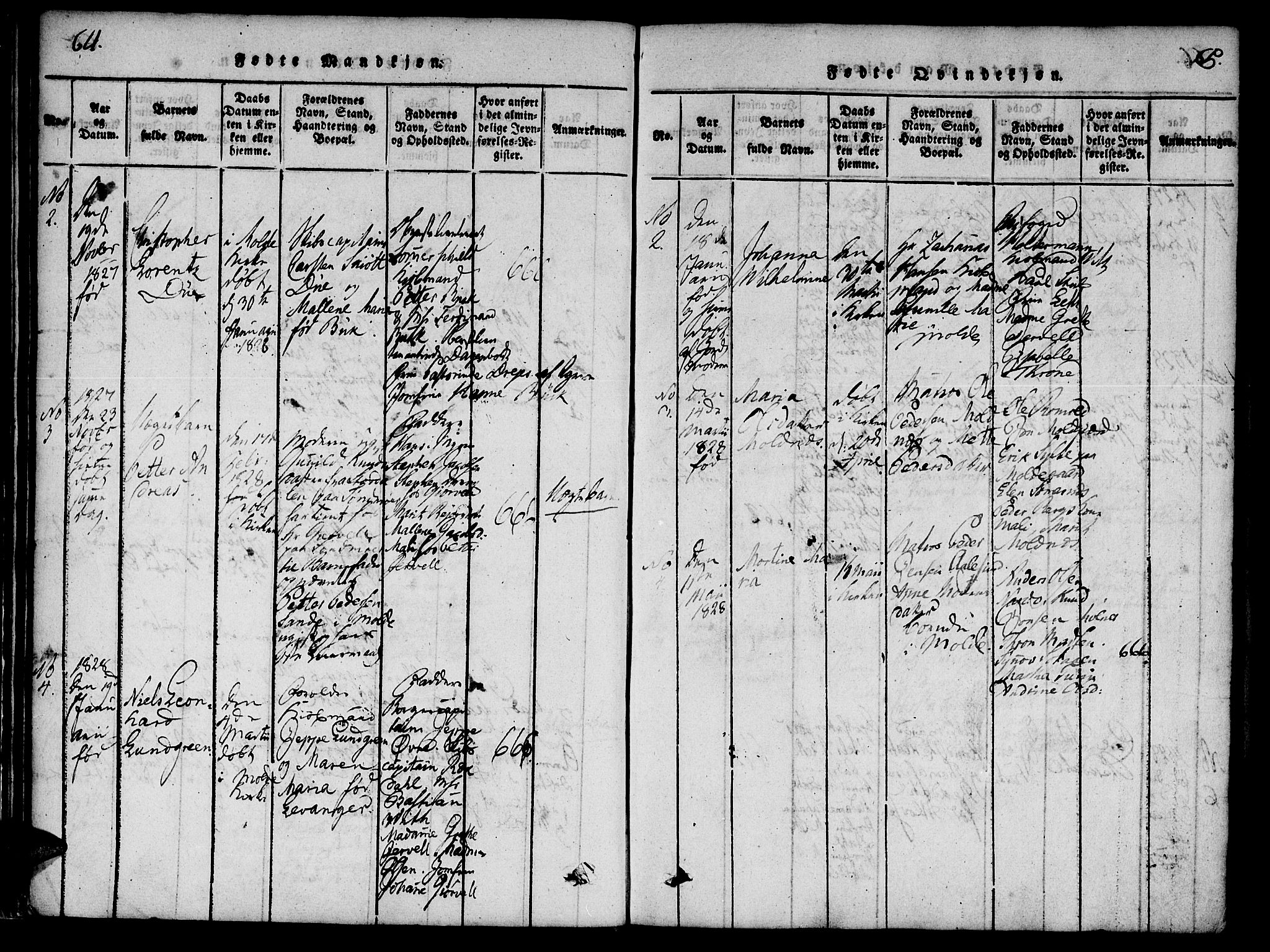 Ministerialprotokoller, klokkerbøker og fødselsregistre - Møre og Romsdal, AV/SAT-A-1454/558/L0688: Parish register (official) no. 558A02, 1818-1843, p. 64-65