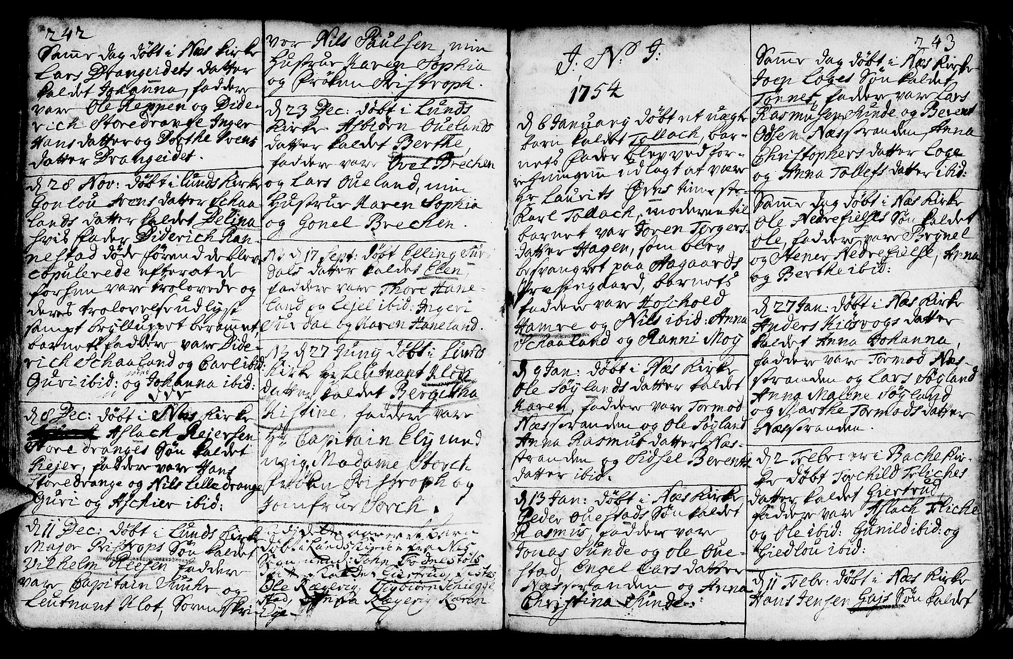 Lund sokneprestkontor, AV/SAST-A-101809/S06/L0002: Parish register (official) no. A 2, 1738-1760, p. 242-243