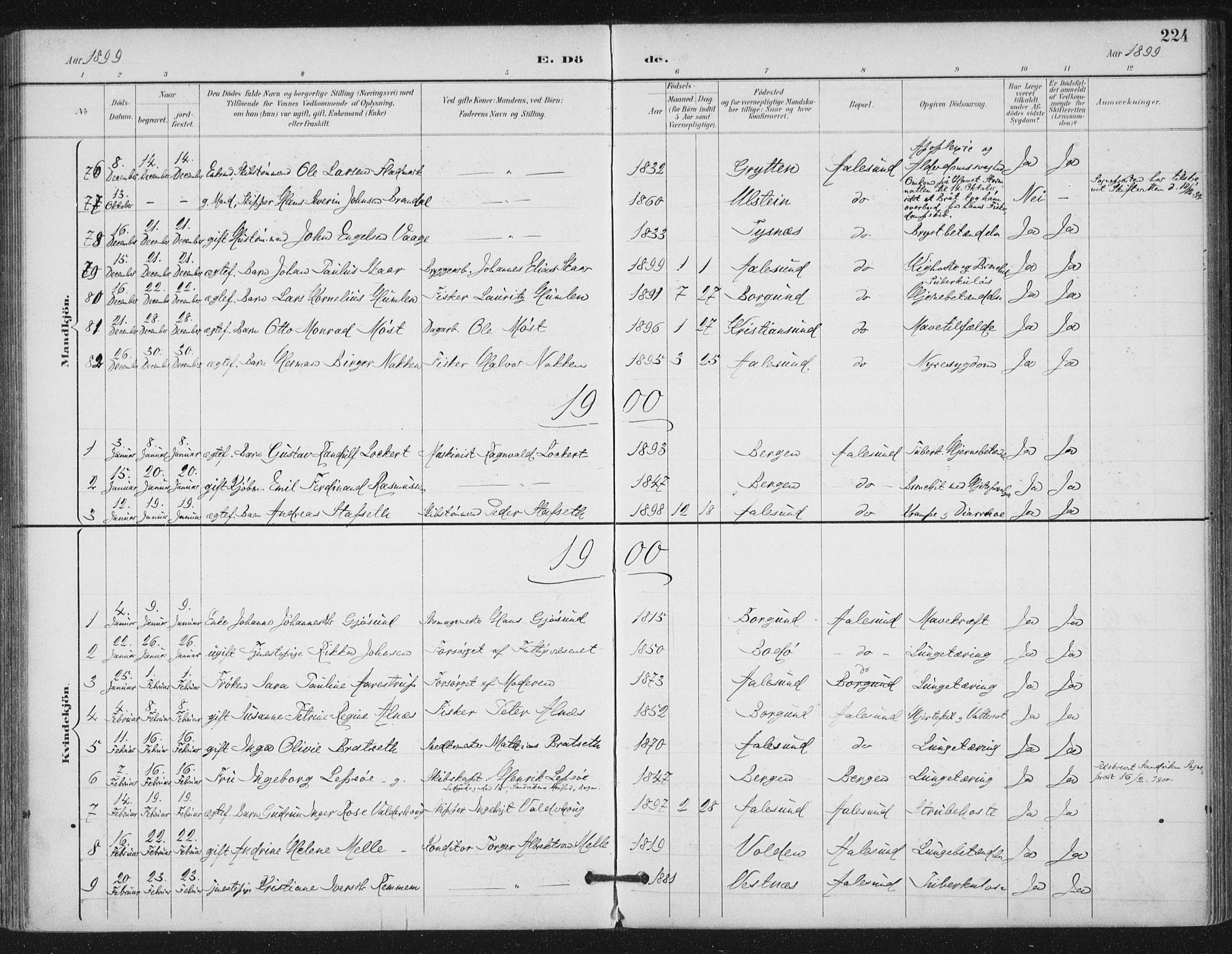 Ministerialprotokoller, klokkerbøker og fødselsregistre - Møre og Romsdal, AV/SAT-A-1454/529/L0457: Parish register (official) no. 529A07, 1894-1903, p. 224