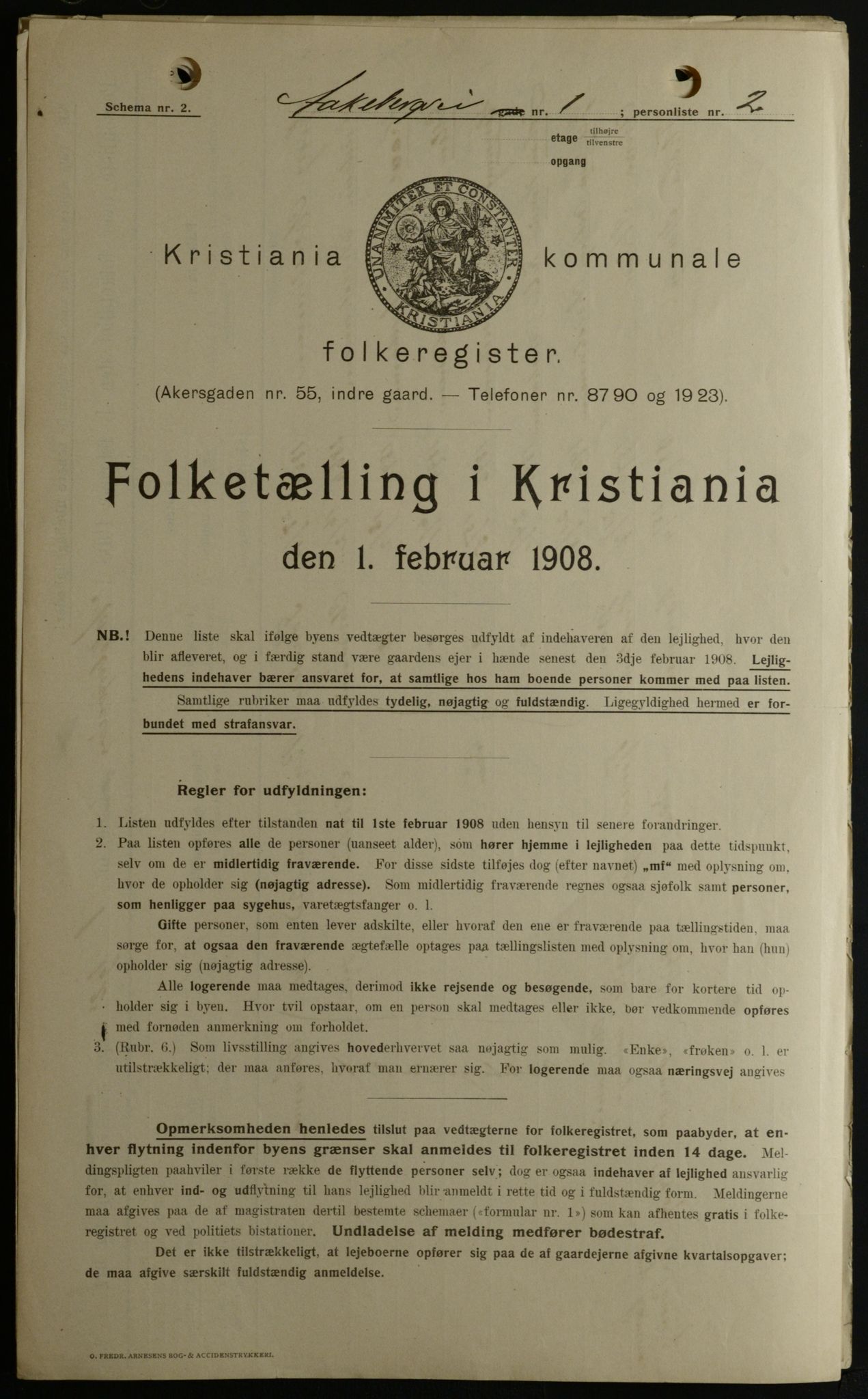 OBA, Municipal Census 1908 for Kristiania, 1908, p. 116990