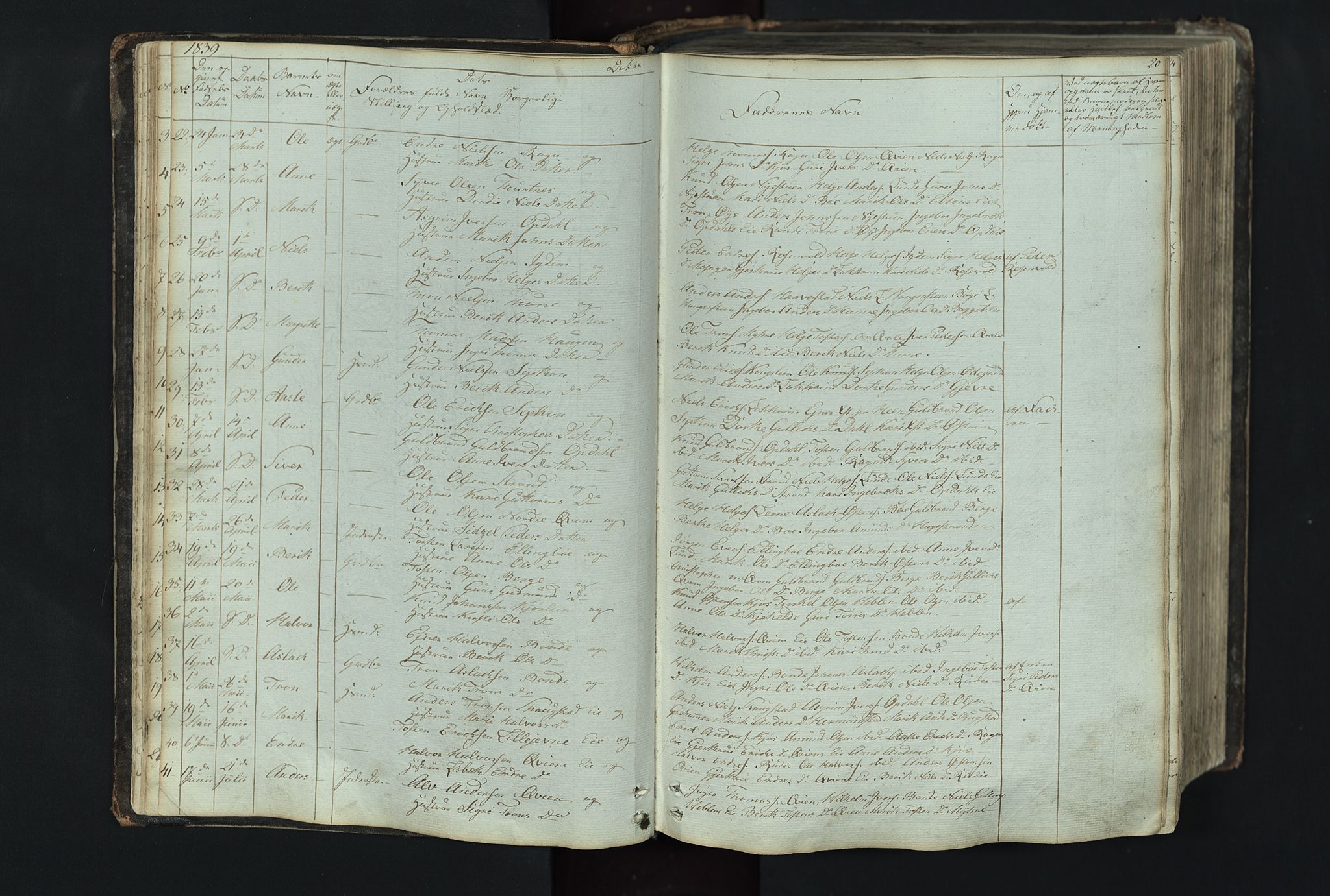 Vang prestekontor, Valdres, SAH/PREST-140/H/Hb/L0004: Parish register (copy) no. 4, 1835-1892, p. 20