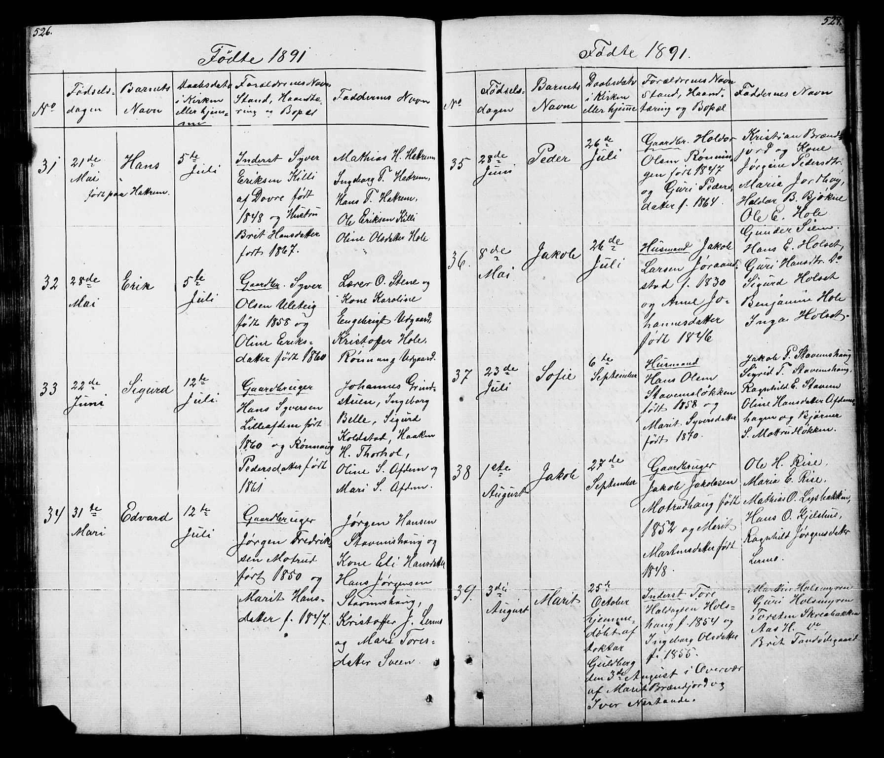 Lesja prestekontor, SAH/PREST-068/H/Ha/Hab/L0005: Parish register (copy) no. 5, 1850-1894, p. 526-527
