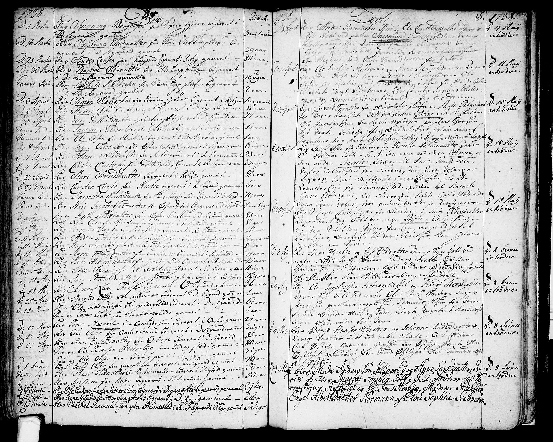 Rakkestad prestekontor Kirkebøker, SAO/A-2008/F/Fa/L0001: Parish register (official) no. I 1, 1722-1740, p. 65