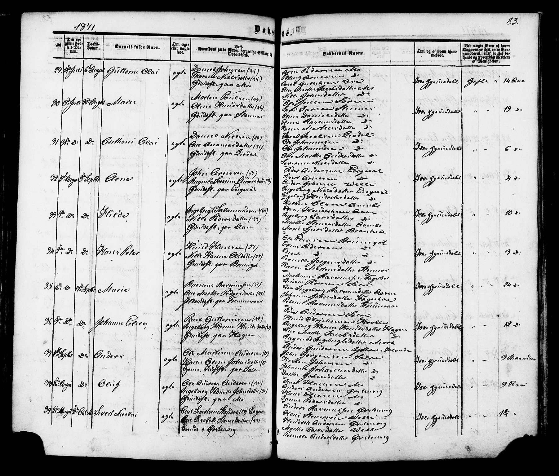 Ministerialprotokoller, klokkerbøker og fødselsregistre - Møre og Romsdal, SAT/A-1454/513/L0175: Parish register (official) no. 513A02, 1856-1877, p. 83
