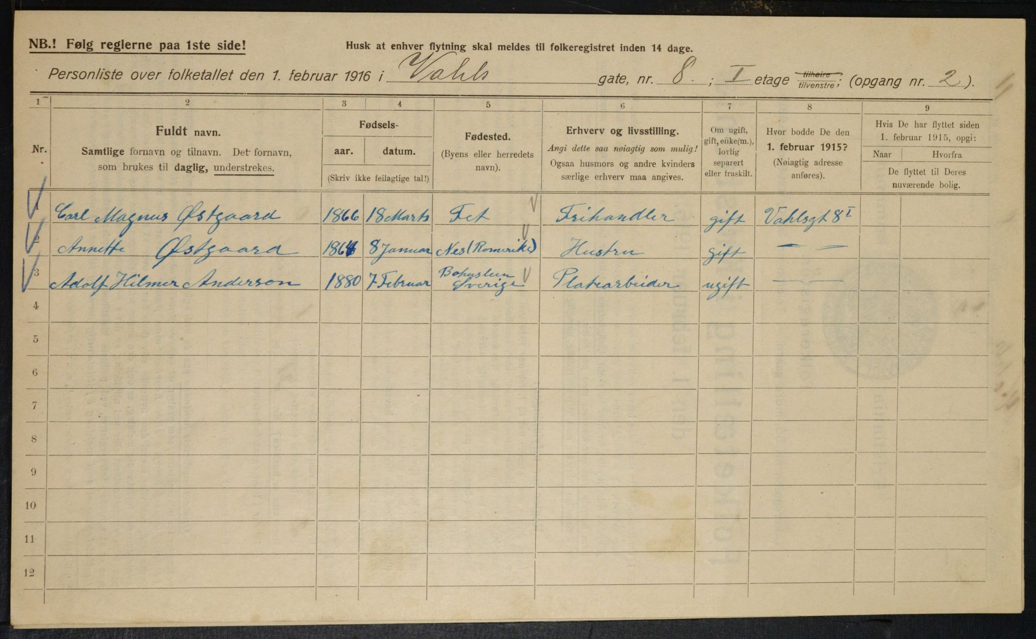 OBA, Municipal Census 1916 for Kristiania, 1916, p. 125310