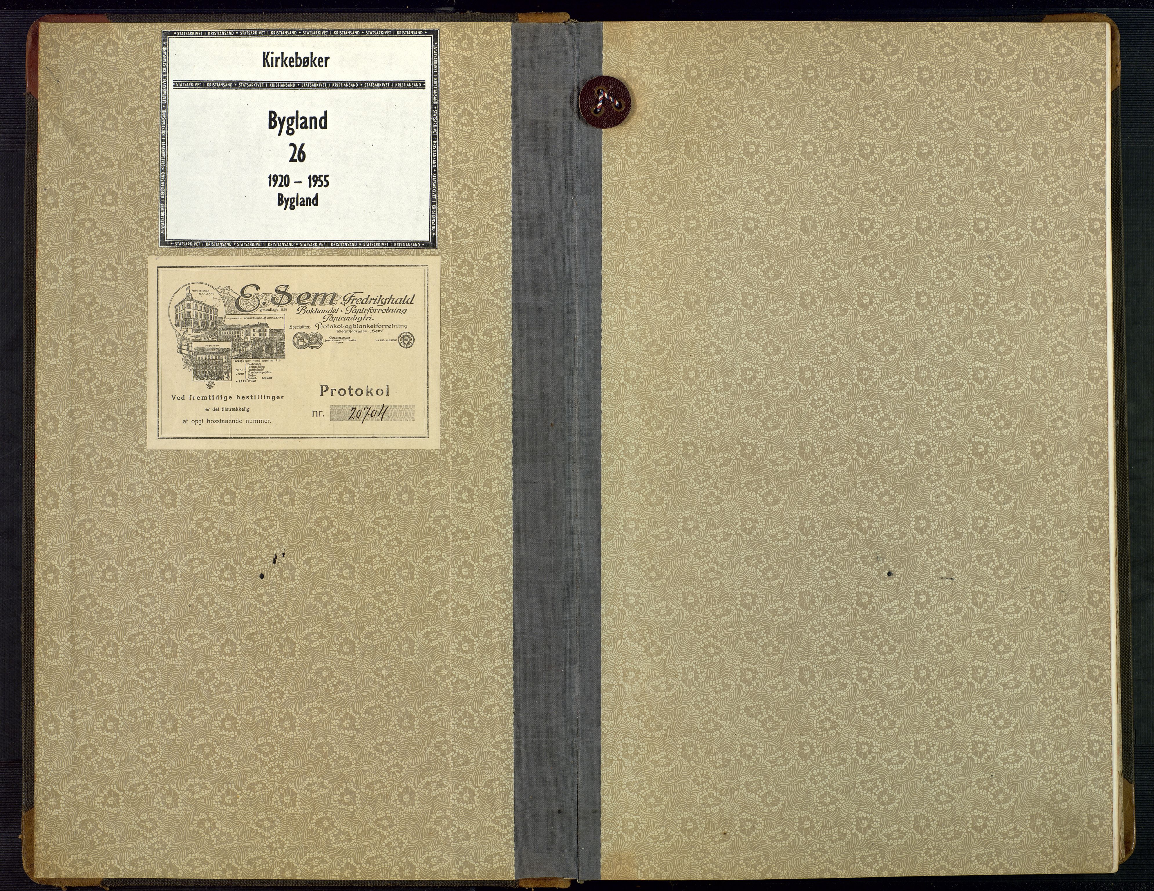 Bygland sokneprestkontor, SAK/1111-0006/F/Fb/Fbb/L0005: Parish register (copy) no. B 5, 1920-1955