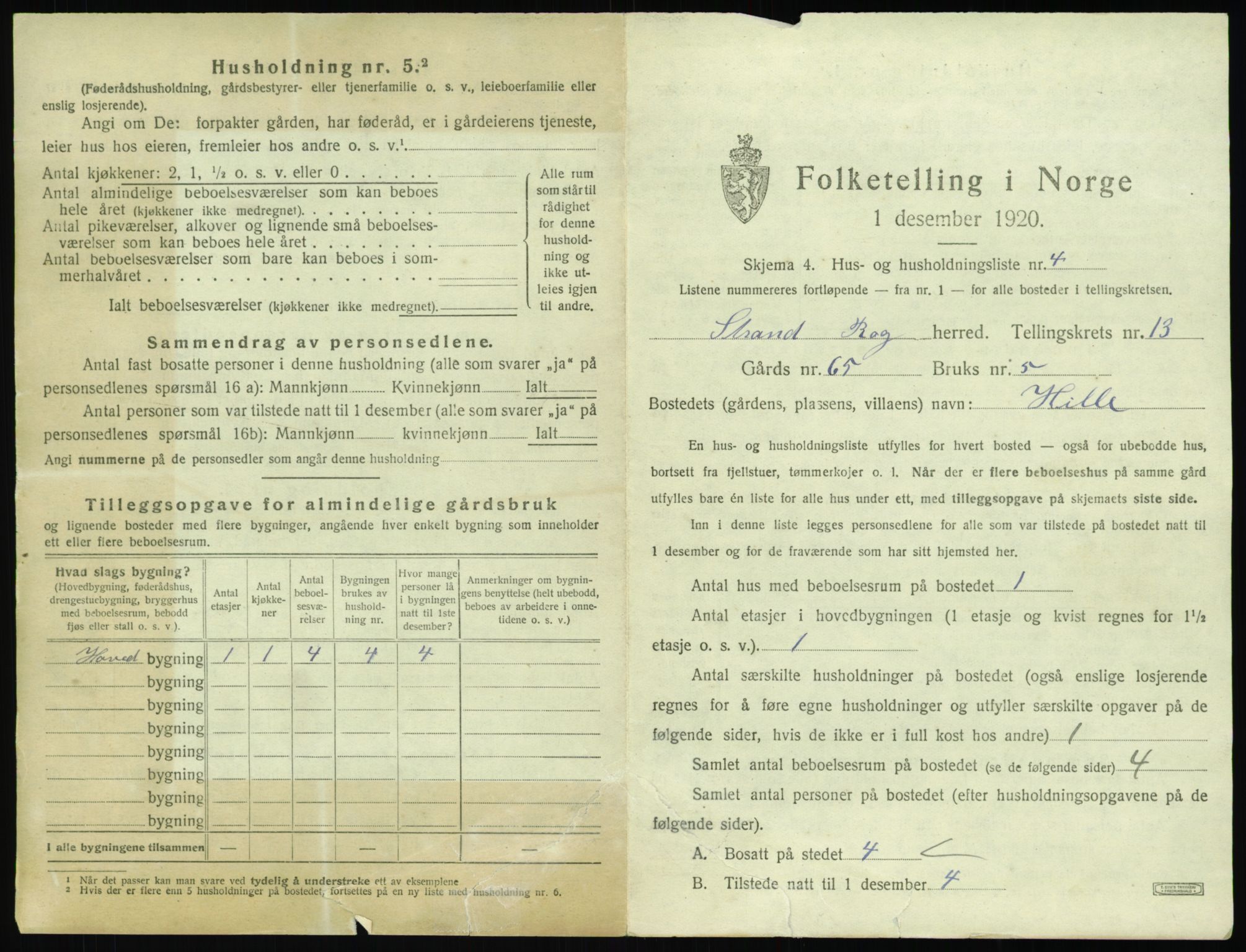 SAST, 1920 census for Strand, 1920, p. 1116