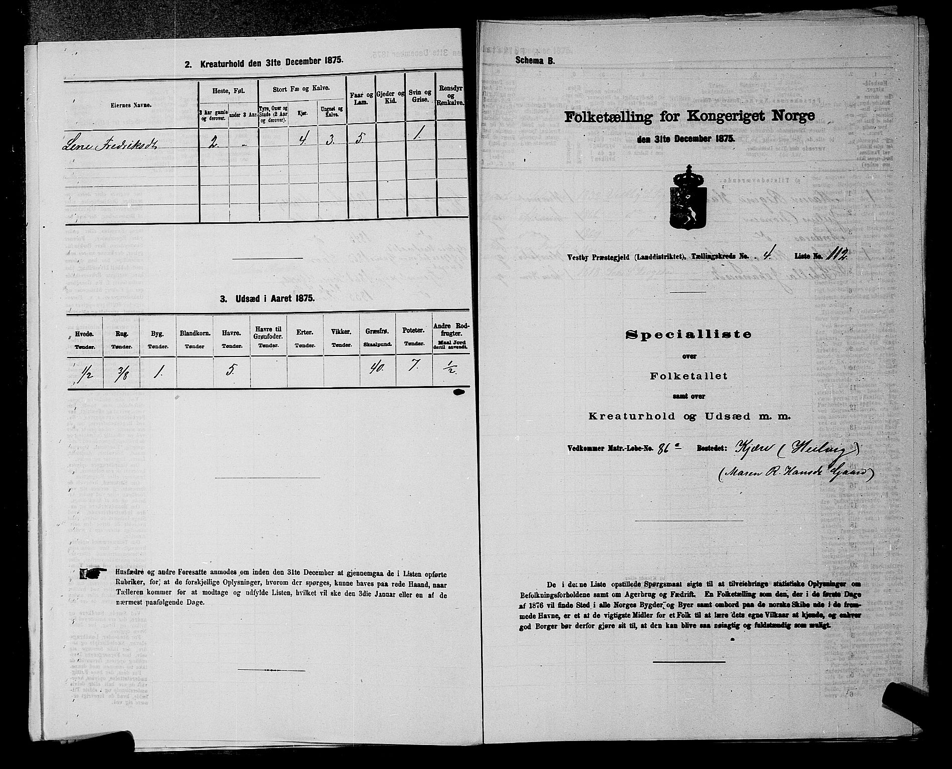 RA, 1875 census for 0211L Vestby/Vestby, Garder og Såner, 1875, p. 442