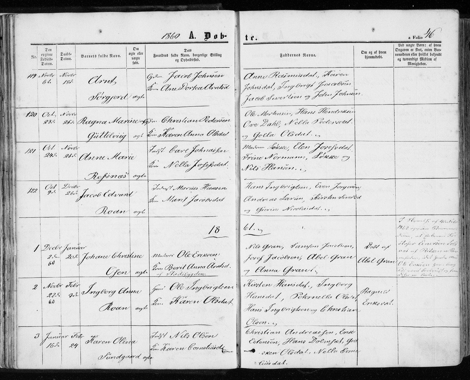 Ministerialprotokoller, klokkerbøker og fødselsregistre - Sør-Trøndelag, SAT/A-1456/657/L0705: Parish register (official) no. 657A06, 1858-1867, p. 46