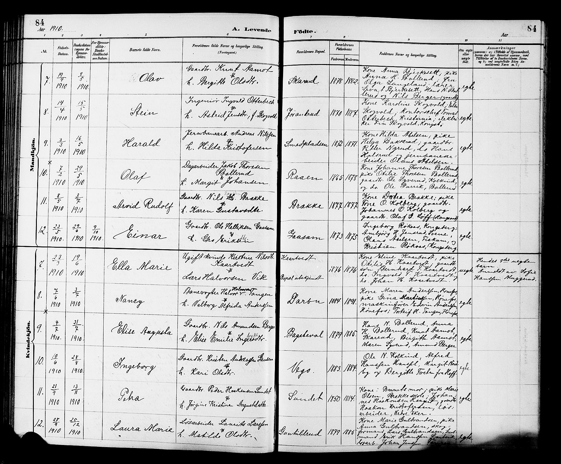Fiskum kirkebøker, AV/SAKO-A-15/G/Ga/L0005: Parish register (copy) no. 5, 1887-1912, p. 84