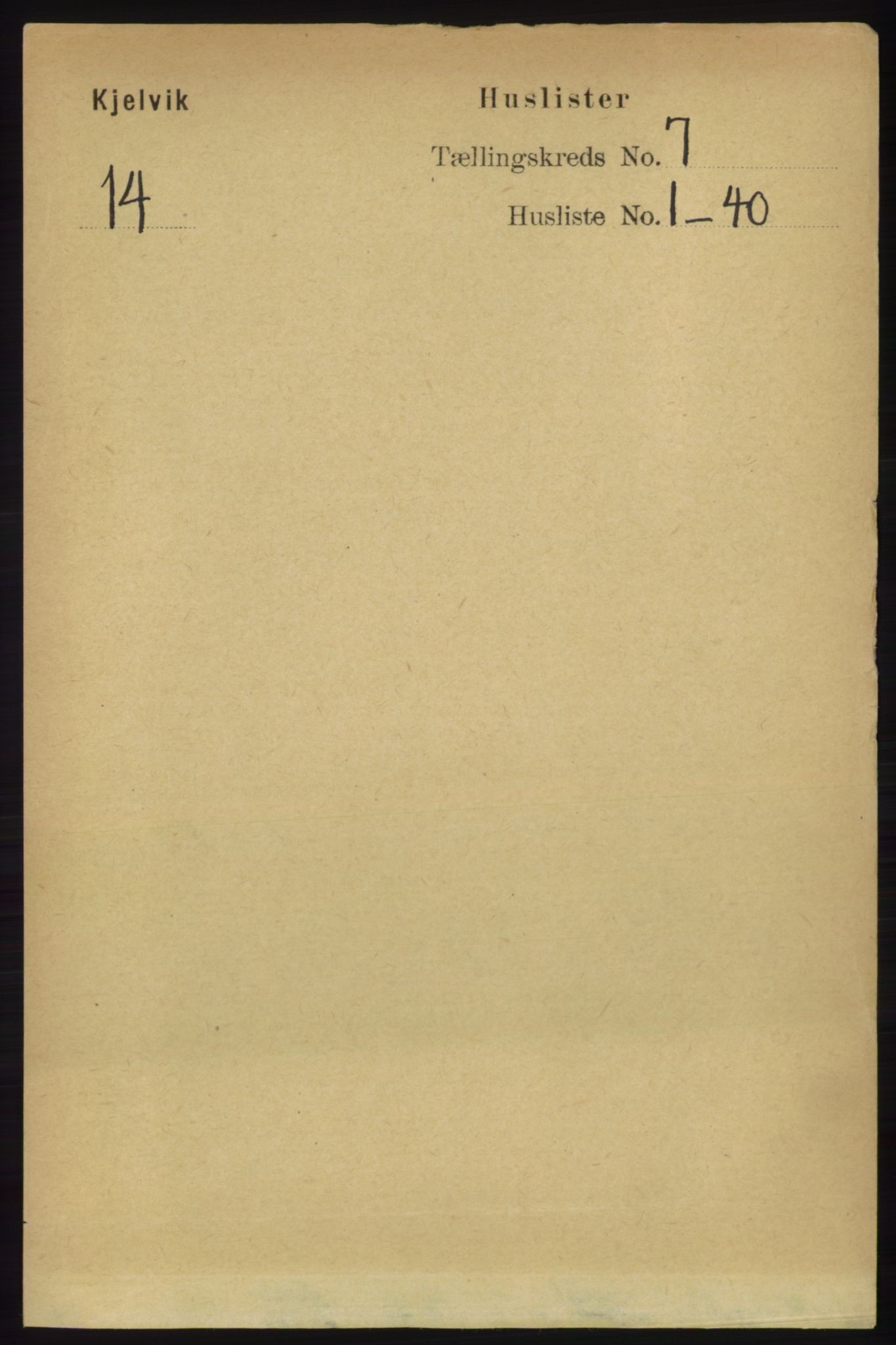 RA, 1891 census for 2019 Kjelvik, 1891, p. 845